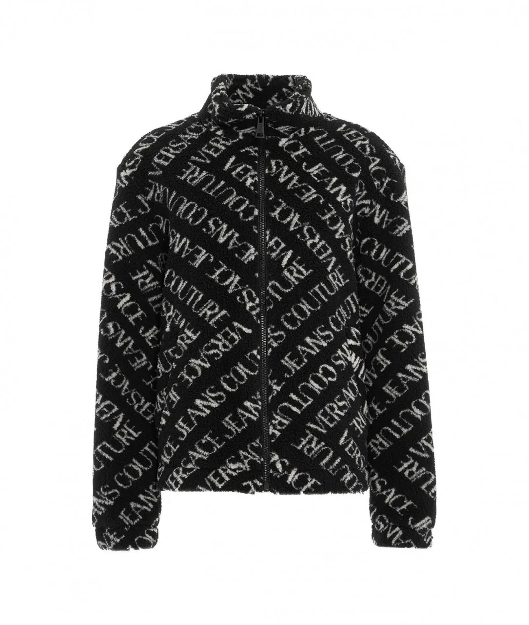 Giacca in pile con logo nero nero