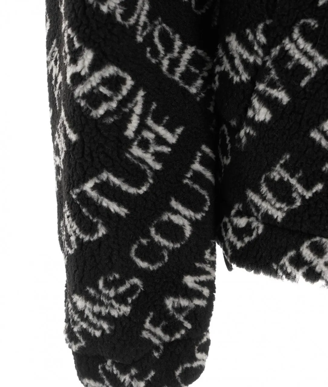 Giacca in pile con logo nero nero