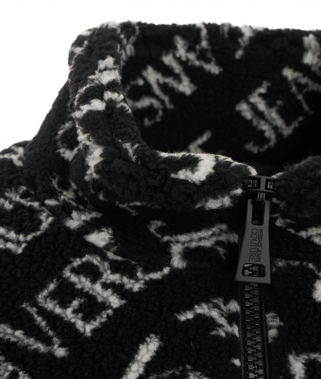 Giacca in pile con logo nero nero