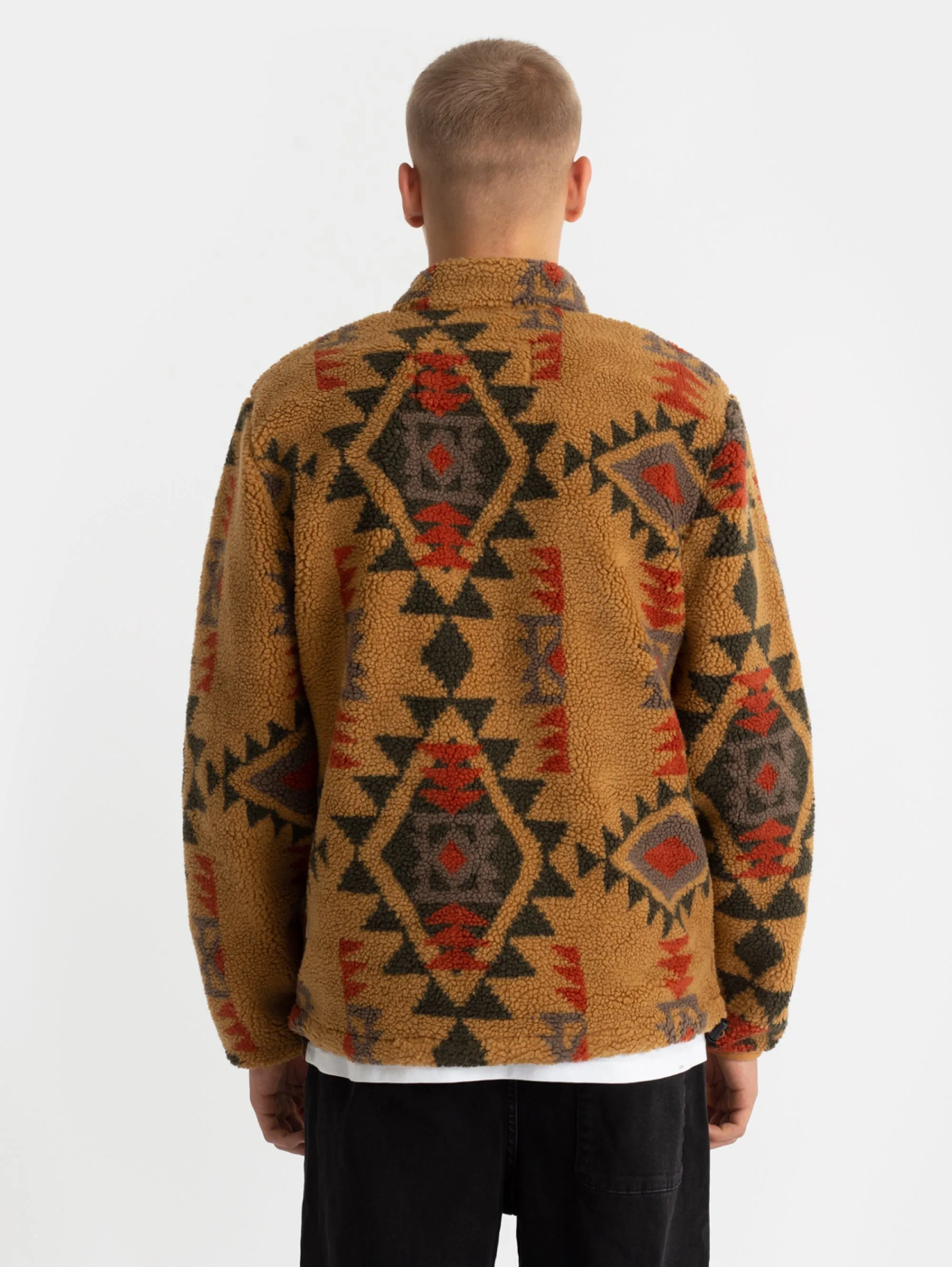 Giacca in Pile Stampa Navaho Marrone