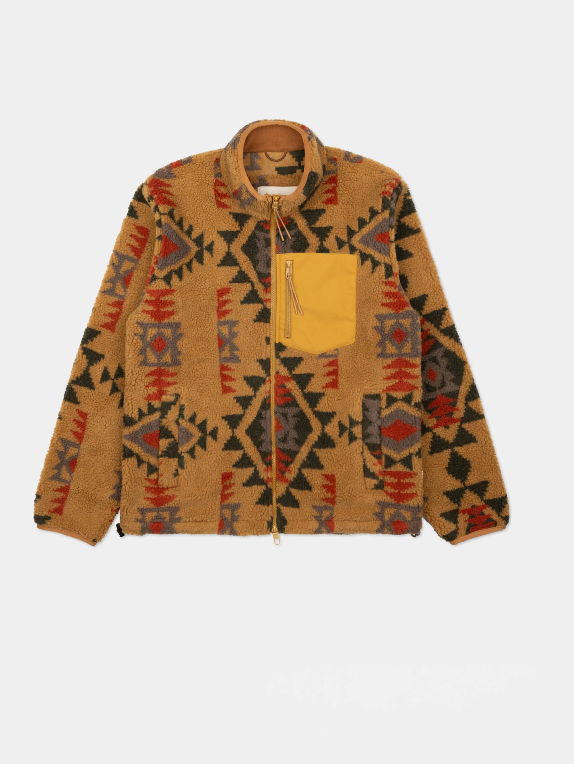 Giacca in Pile Stampa Navaho Marrone