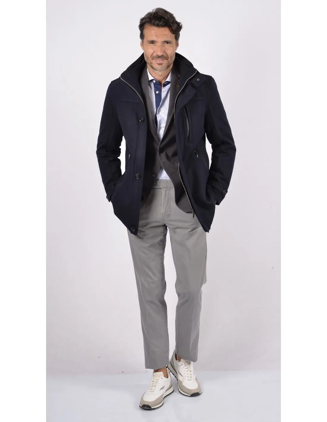 Giaccone Parka in lana blu CBN 6182 A / I