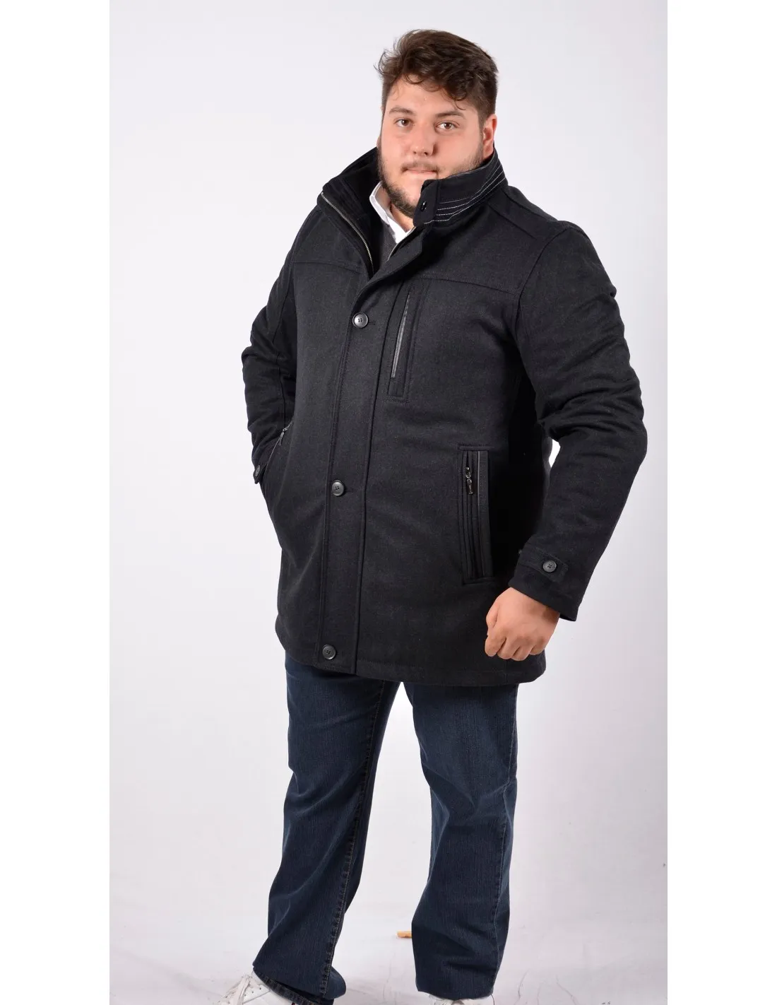 Giaccone Parka in lana blu CBN 6182 A / I