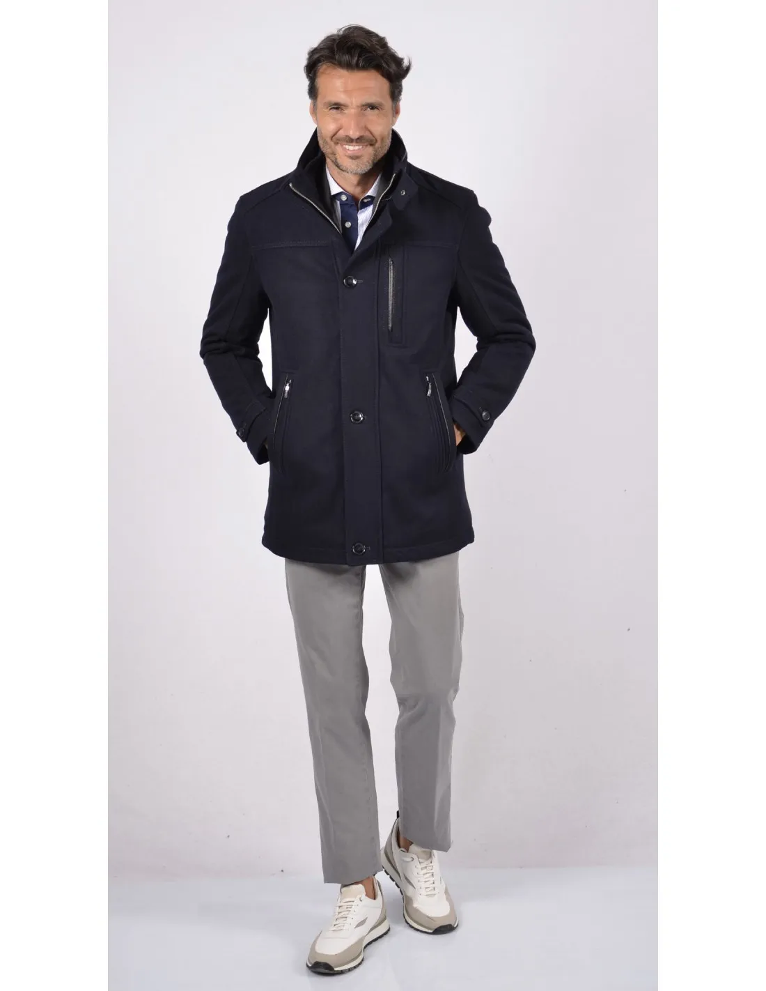 Giaccone Parka in lana blu CBN 6182 A / I