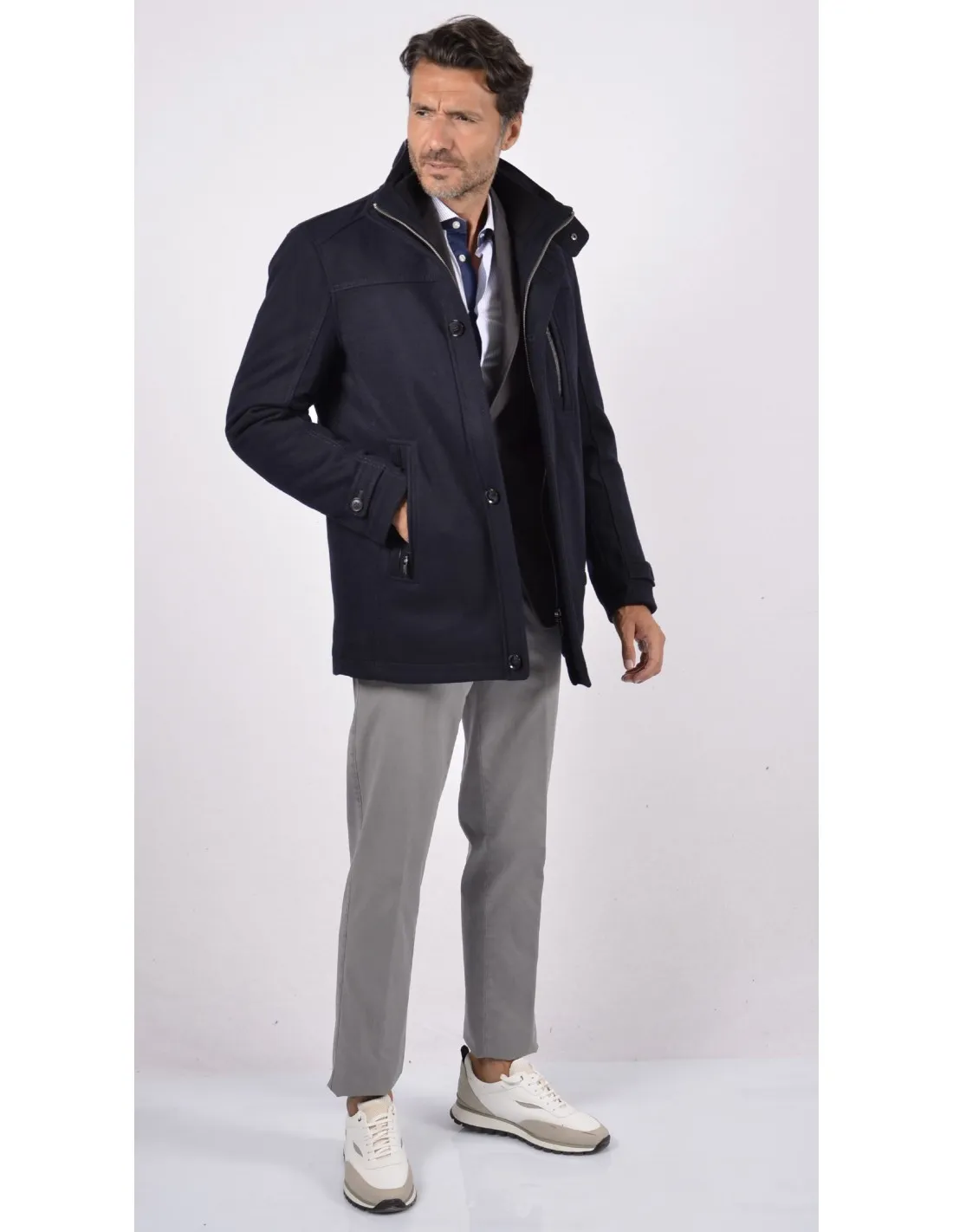 Giaccone Parka in lana blu CBN 6182 A / I