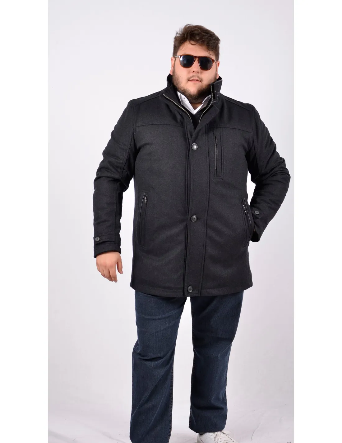 Giaccone Parka in lana blu CBN 6182 A / I