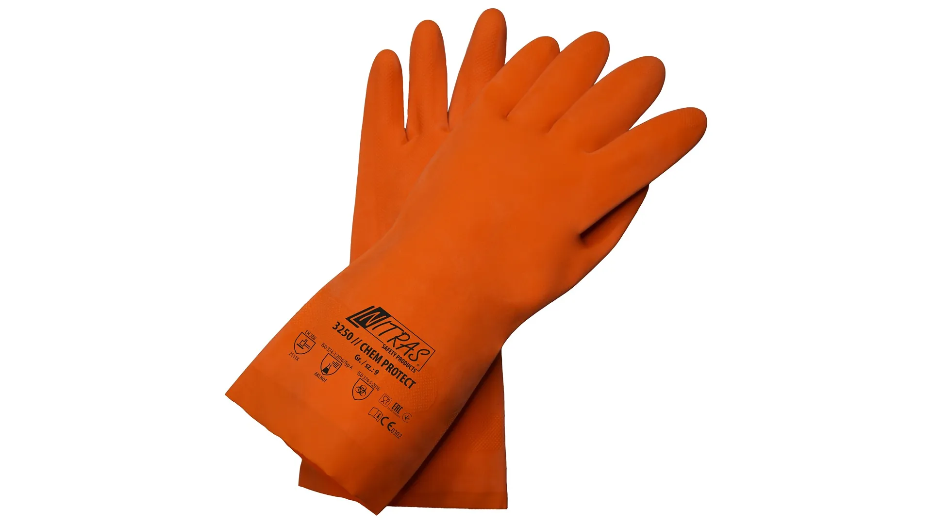 Guanti NITRAS SAFETY NITRAS CHEM PROTECT, Tg. 9, in Lattice, col. Arancione