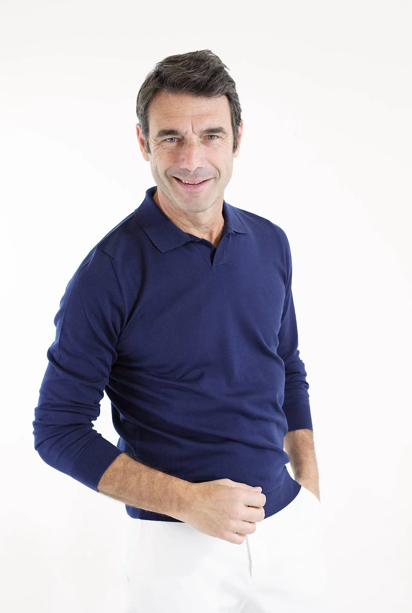 GUARINO Polo ML Cotone Sea Island Blu Navy