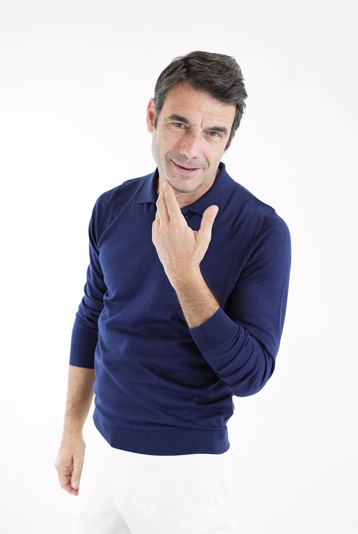 GUARINO Polo ML Cotone Sea Island Blu Navy
