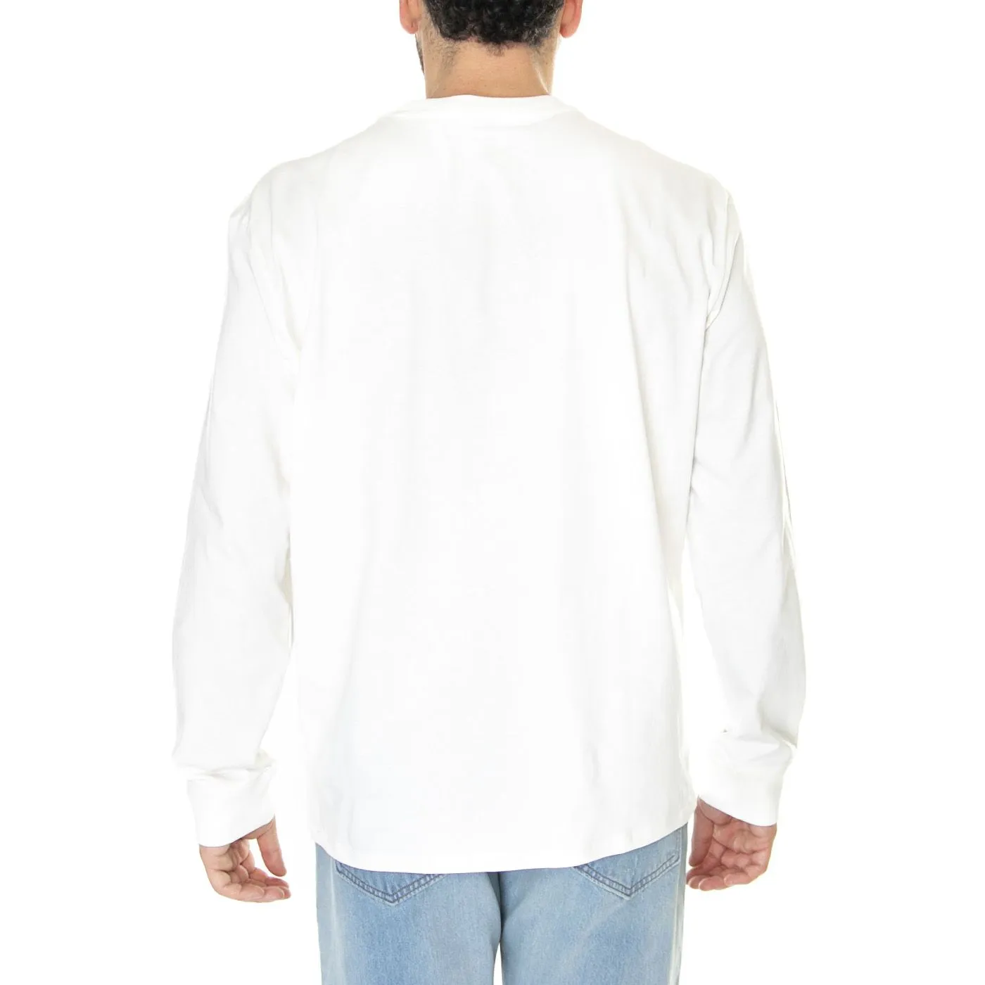 GUESS ORIGINALS M' Go LS Sailor Logo Tee White Peaks - Maglietta Girocollo Maniche Lunghe Uomo Bianca    