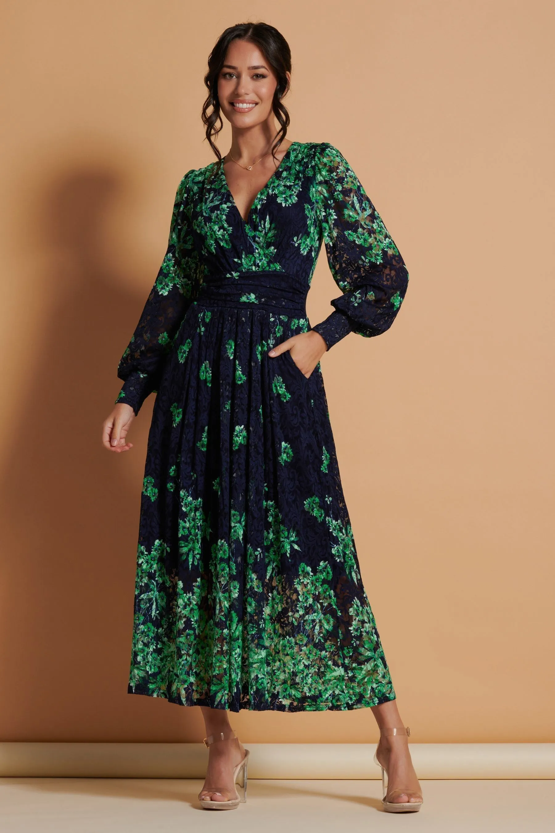 Jolie Moi Amica - Abito maxi con Stampa Pizzo simmetrico