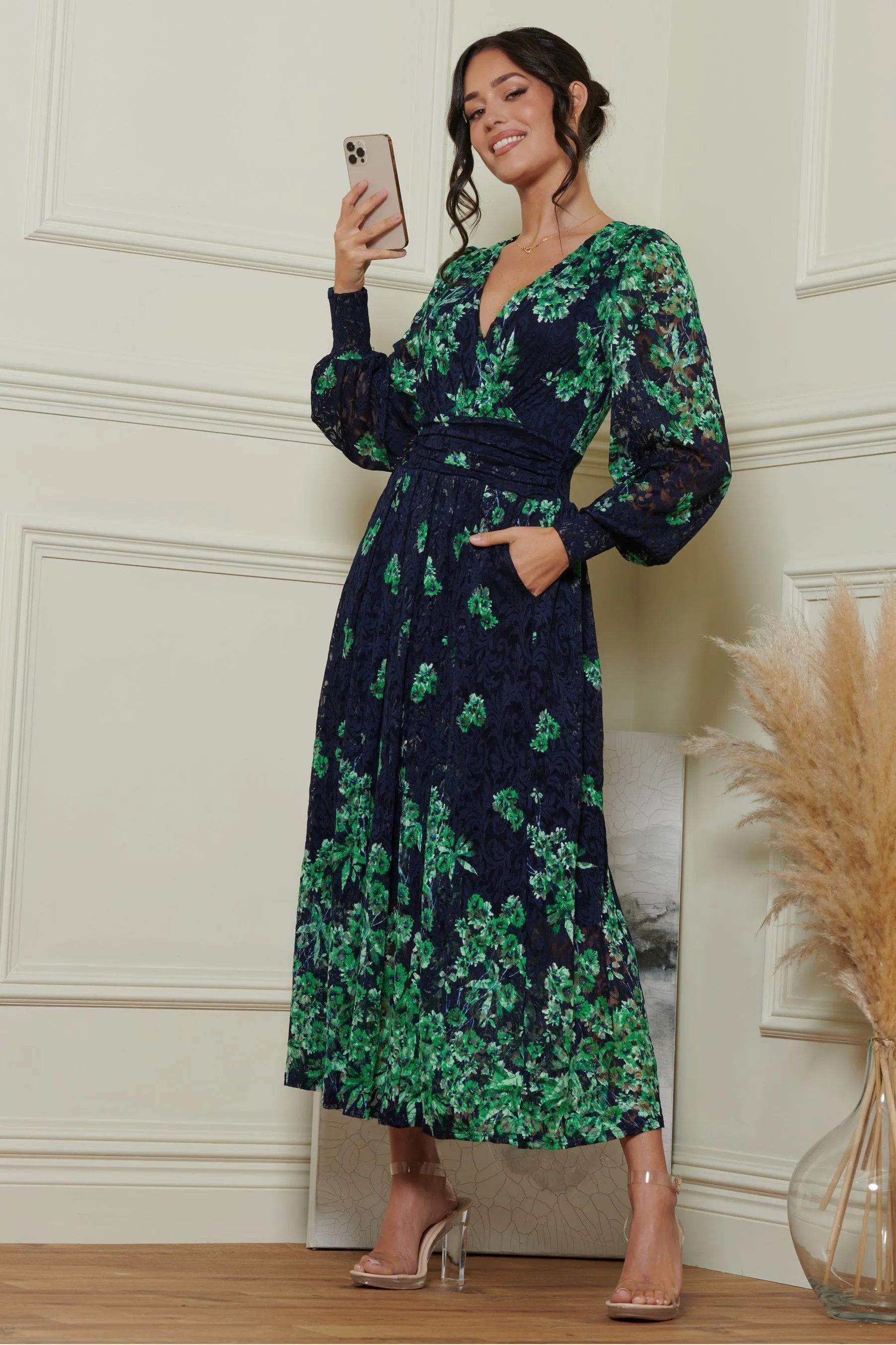 Jolie Moi Amica - Abito maxi con Stampa Pizzo simmetrico