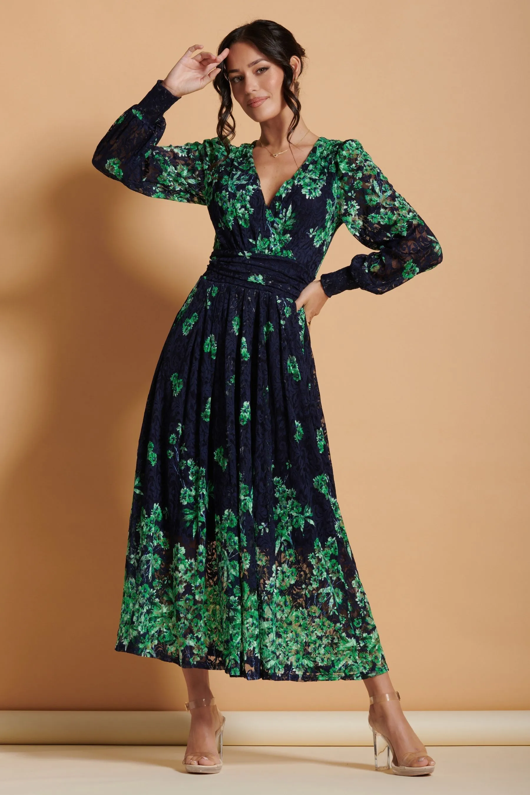 Jolie Moi Amica - Abito maxi con Stampa Pizzo simmetrico