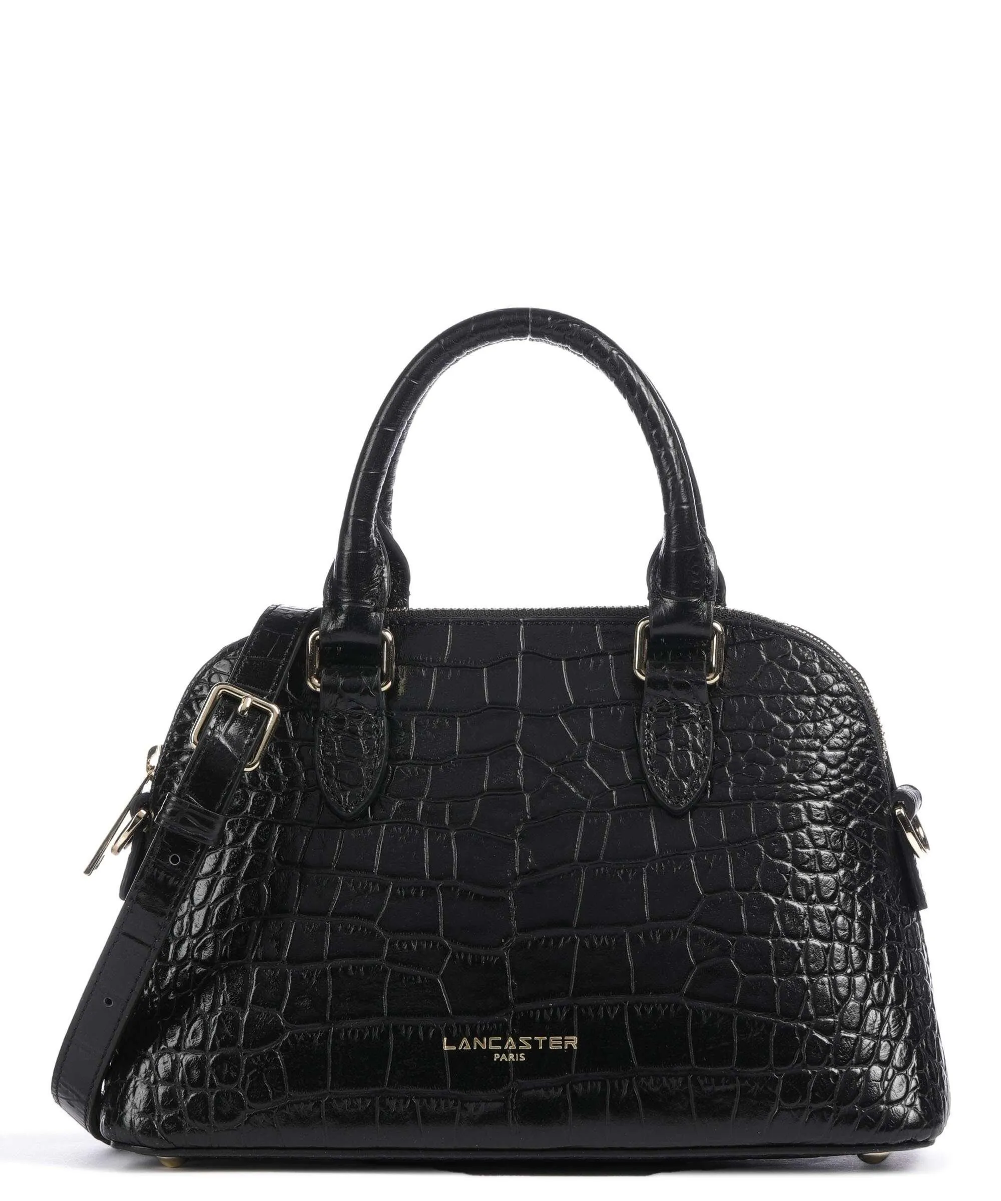  Lancaster Exotic Borsa a mano pelle di vacchetta goffrata nero  