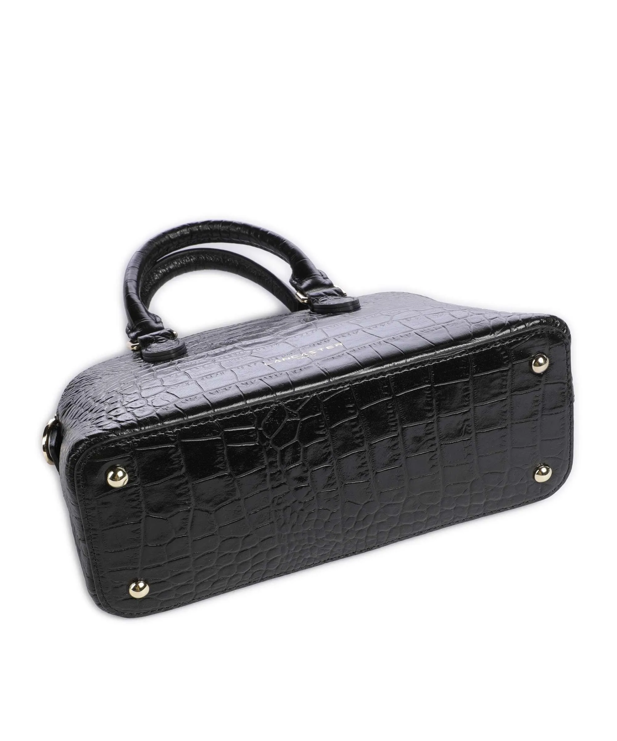  Lancaster Exotic Borsa a mano pelle di vacchetta goffrata nero  