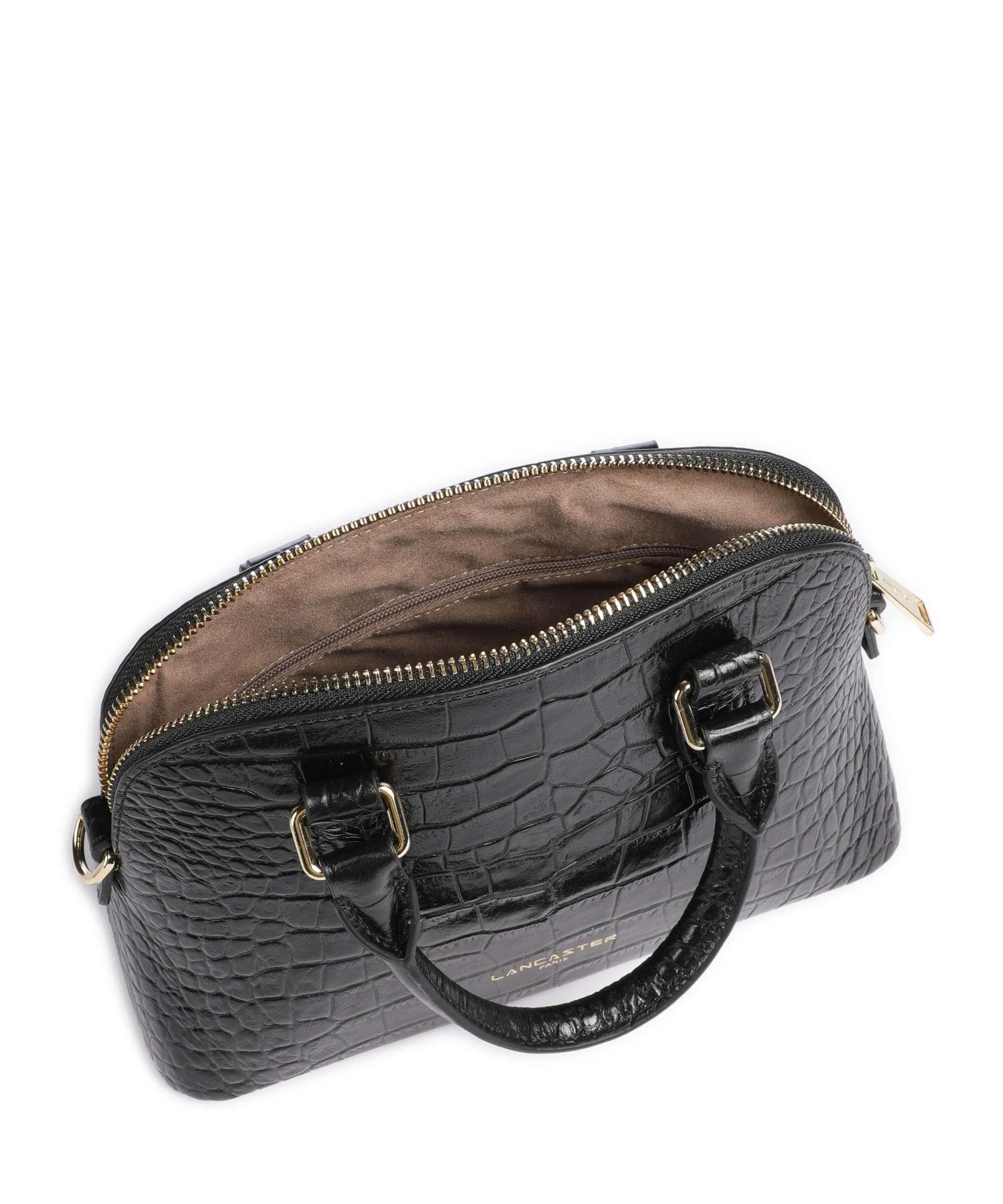  Lancaster Exotic Borsa a mano pelle di vacchetta goffrata nero  