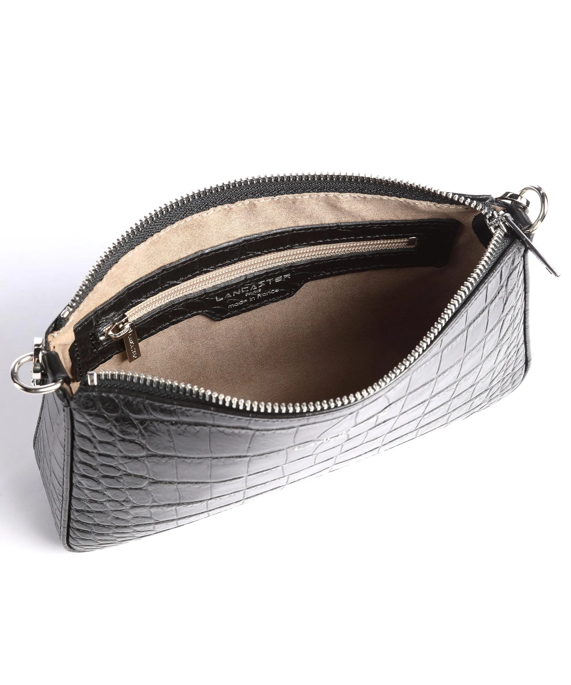 Lancaster Exotic Croco Borsa a spalla pelle bovina nero  