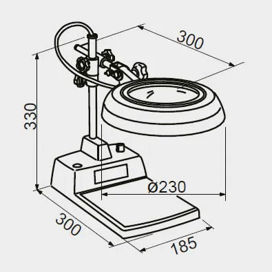 Lente di ingrandimento a LED con regolazione 2x base 300x185mm