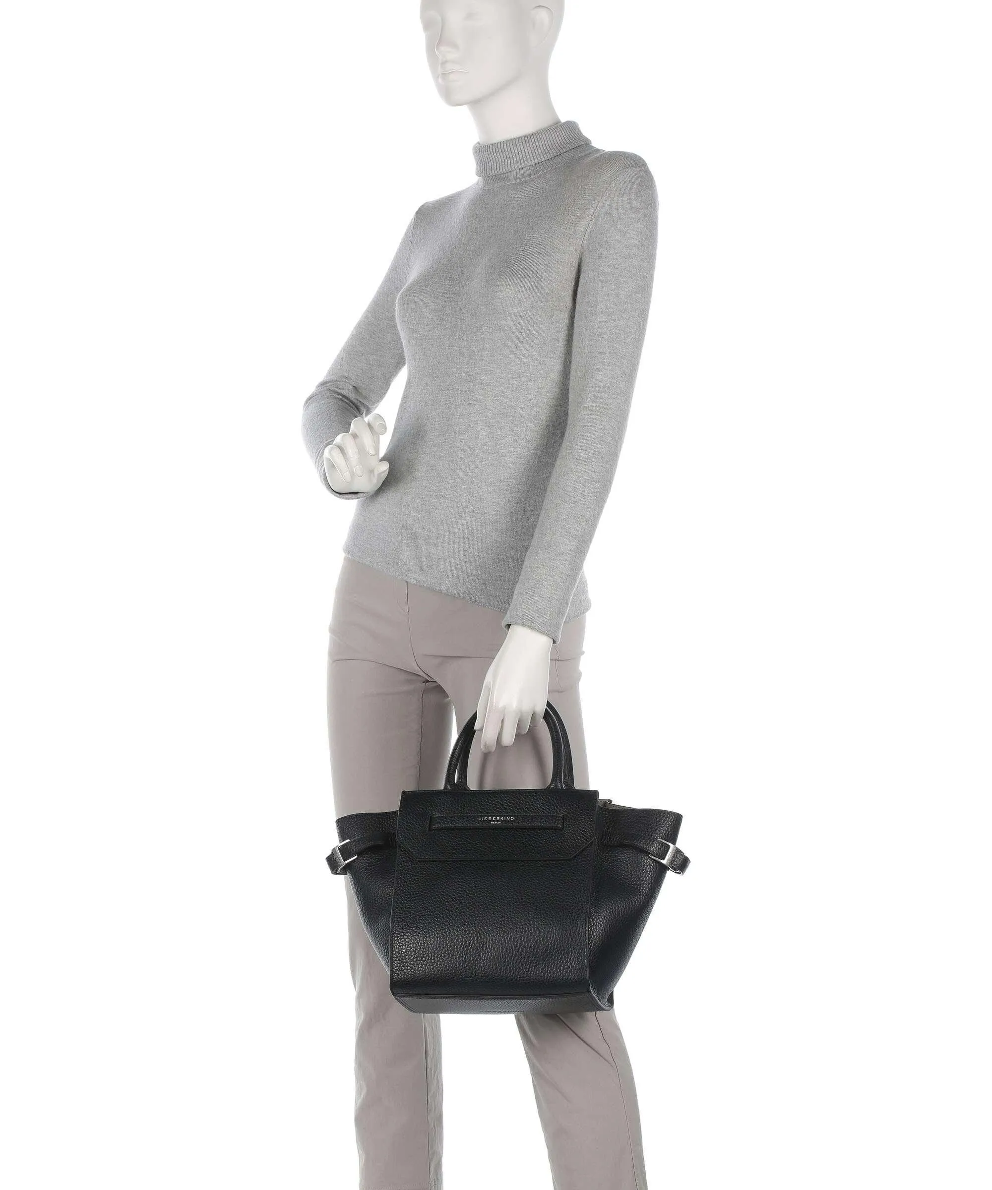  Liebeskind Lora Heavy Pebble M Borsa a mano pelle granulata nero  
