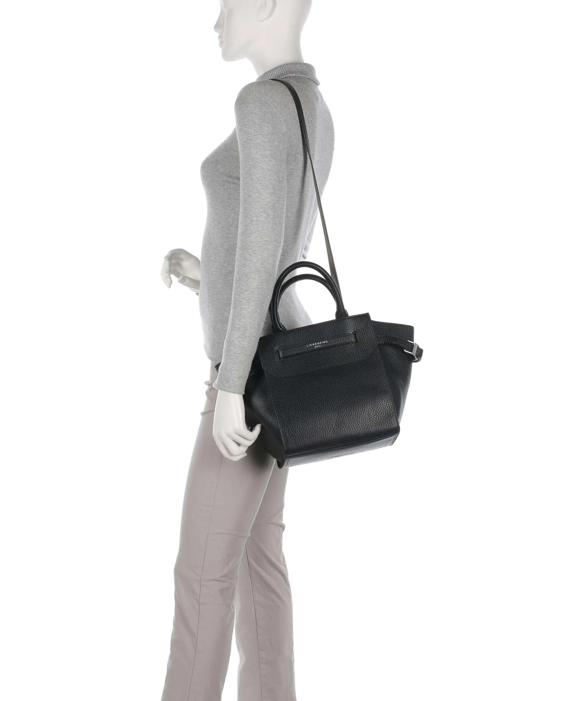  Liebeskind Lora Heavy Pebble M Borsa a mano pelle granulata nero  