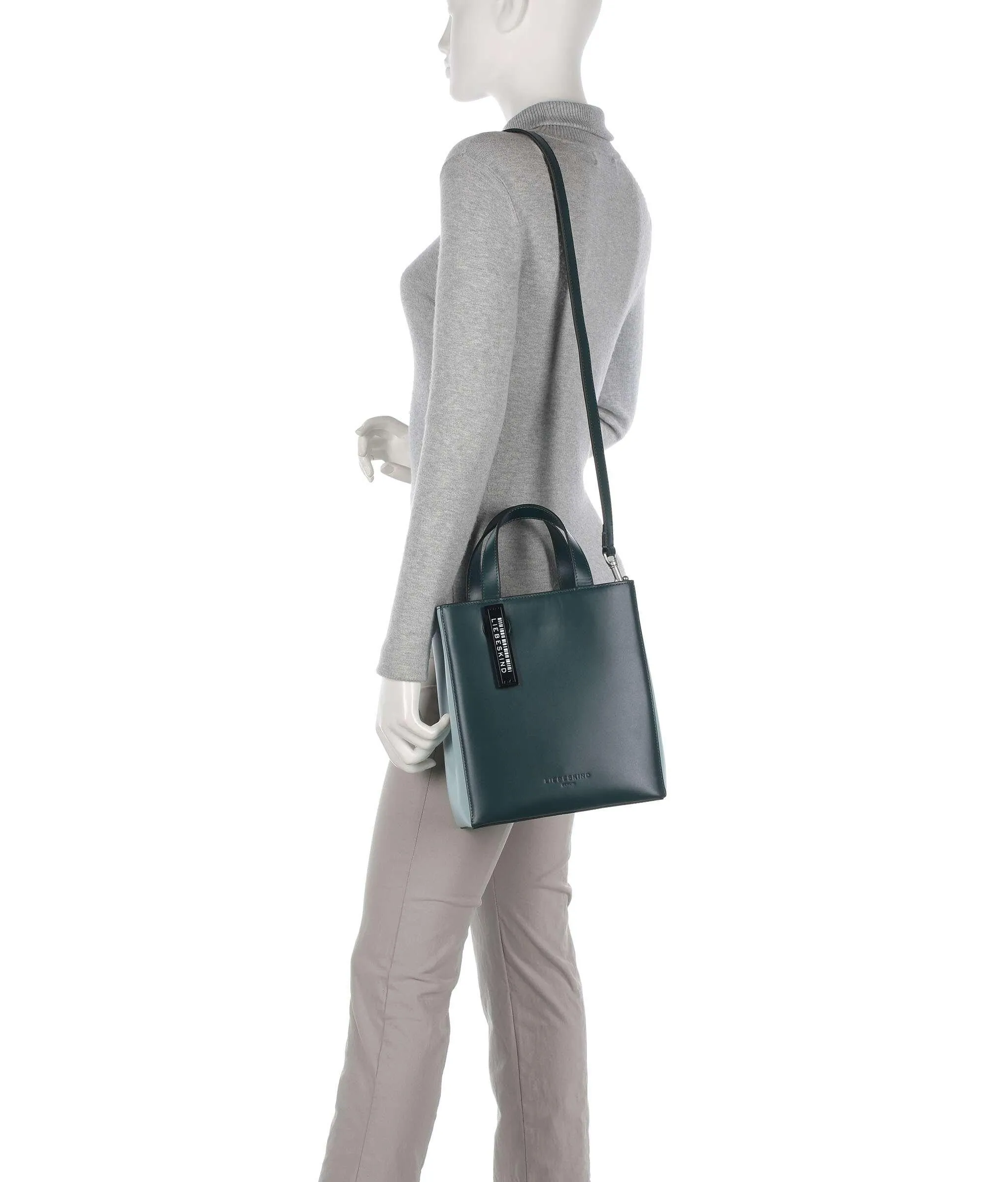  Liebeskind Paper Bag Carter S Borsa a mano pelle liscia verde scuro  
