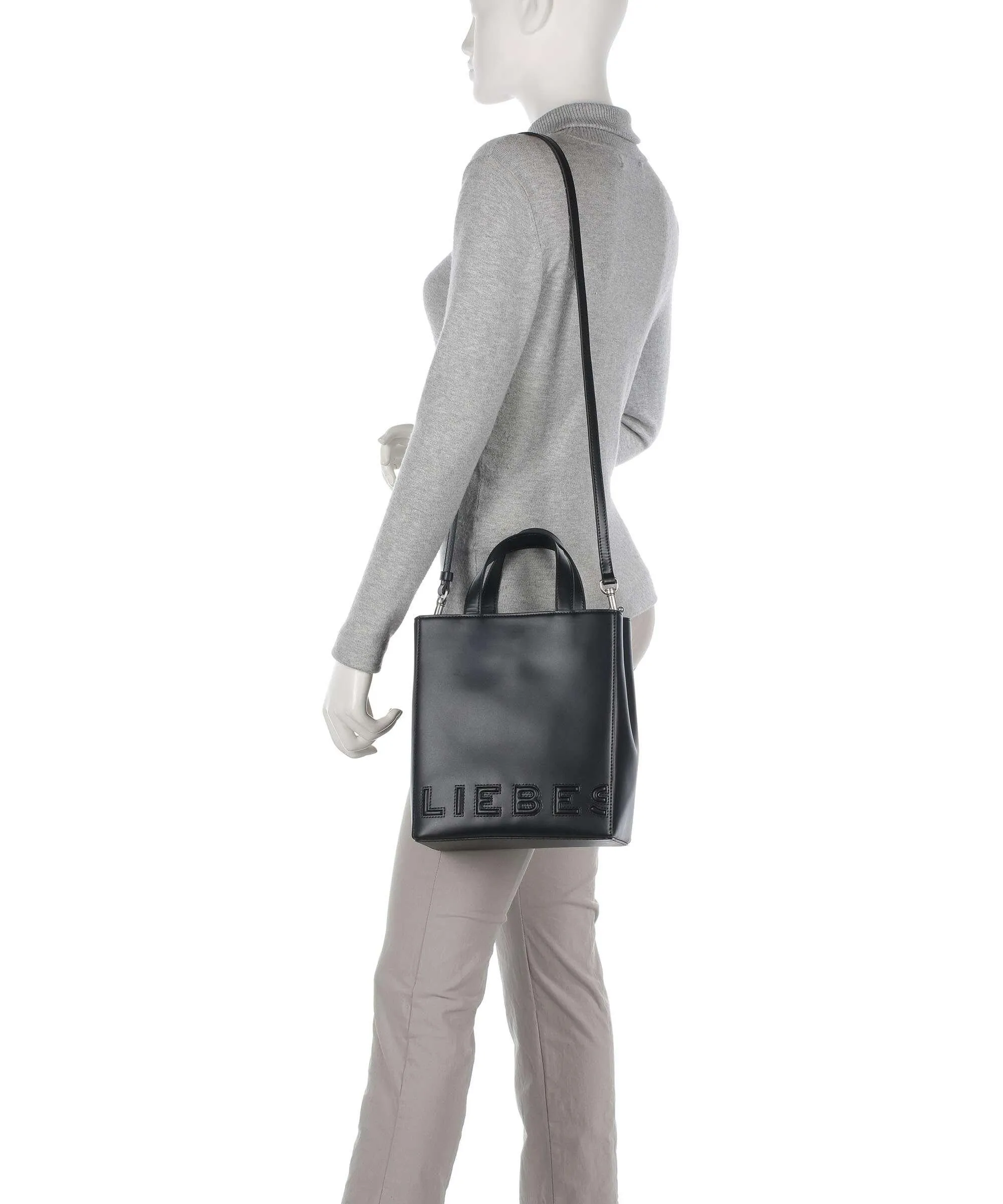  Liebeskind Paper Bag Logo Carter S Borsa a mano pelle di vacchetta liscia nero  