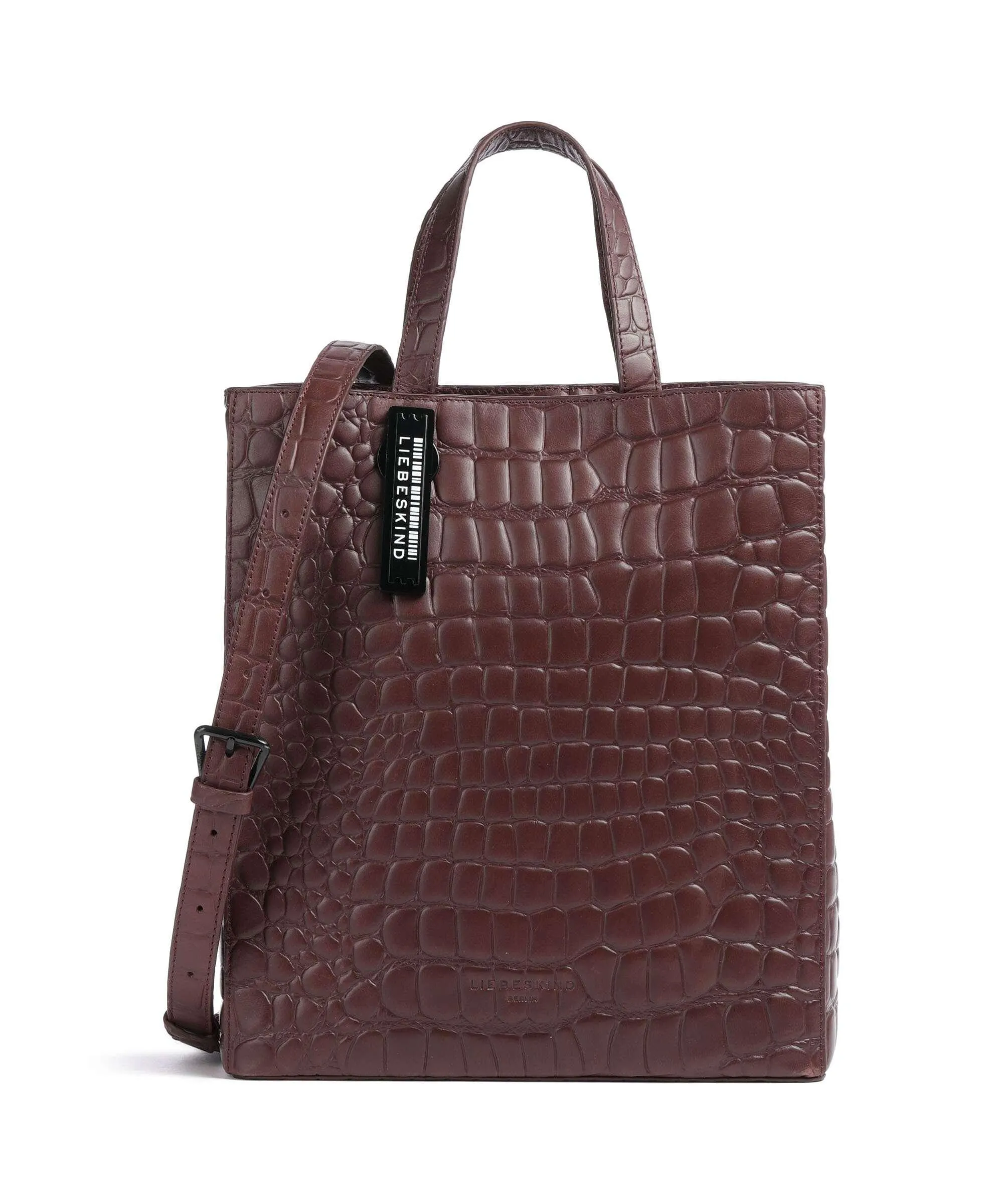  Liebeskind Paper Bag Waxy Croco M Borsa a mano pelle in rilievo rosso bordò  