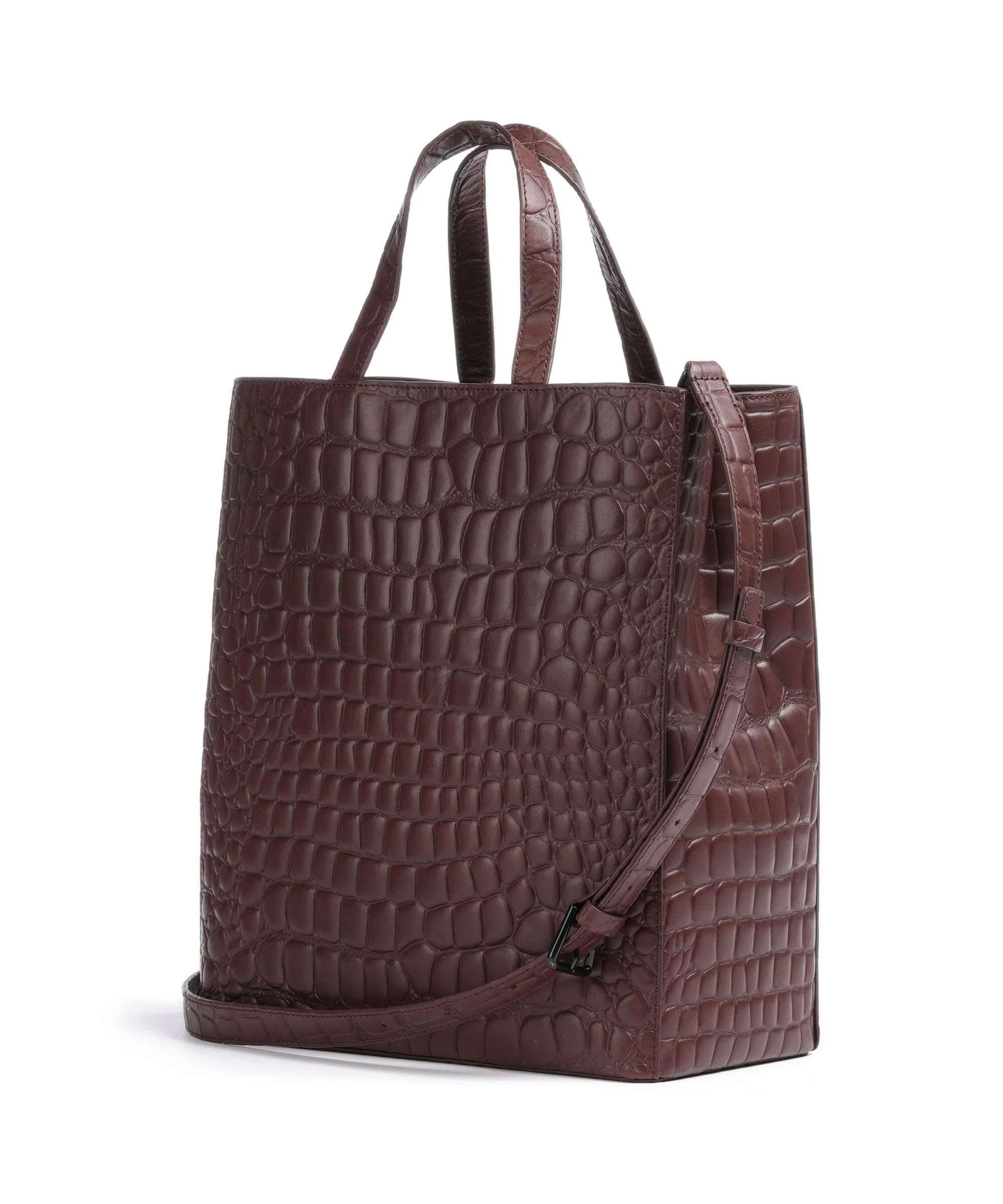  Liebeskind Paper Bag Waxy Croco M Borsa a mano pelle in rilievo rosso bordò  