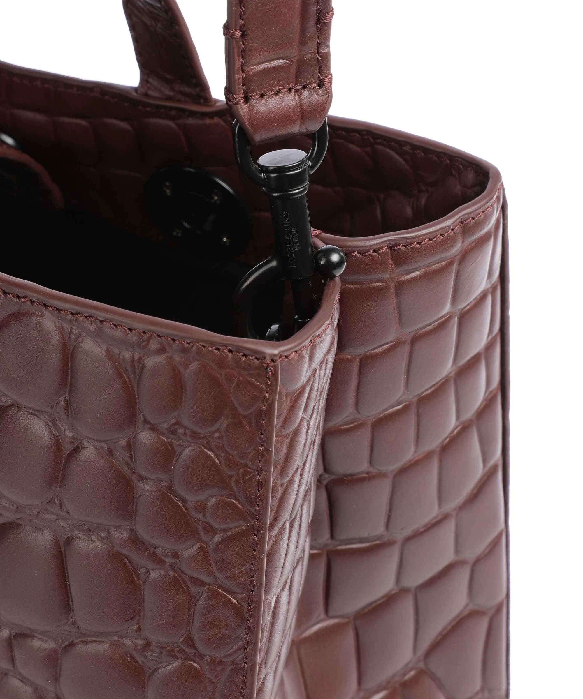  Liebeskind Paper Bag Waxy Croco M Borsa a mano pelle in rilievo rosso bordò  