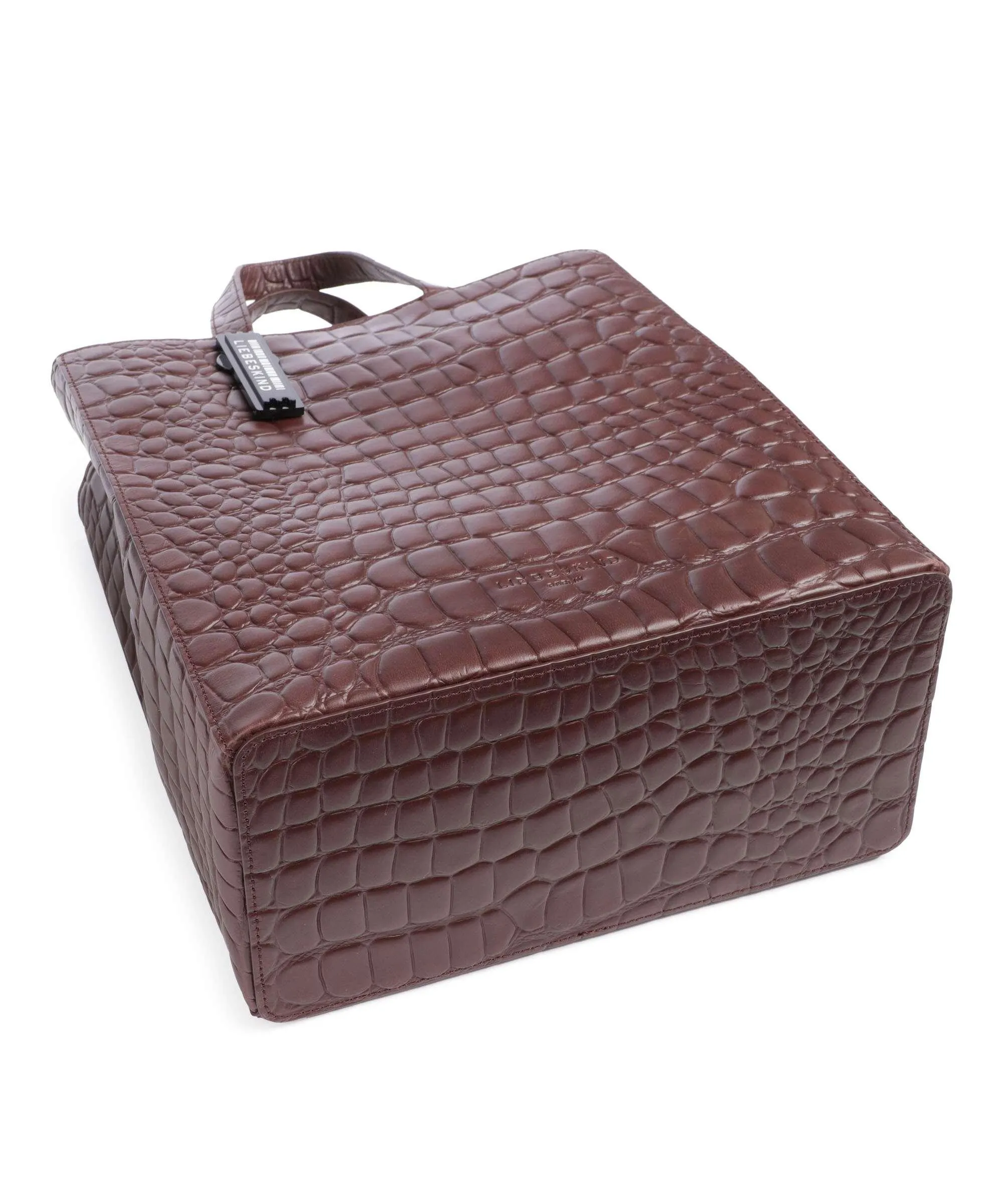  Liebeskind Paper Bag Waxy Croco M Borsa a mano pelle in rilievo rosso bordò  