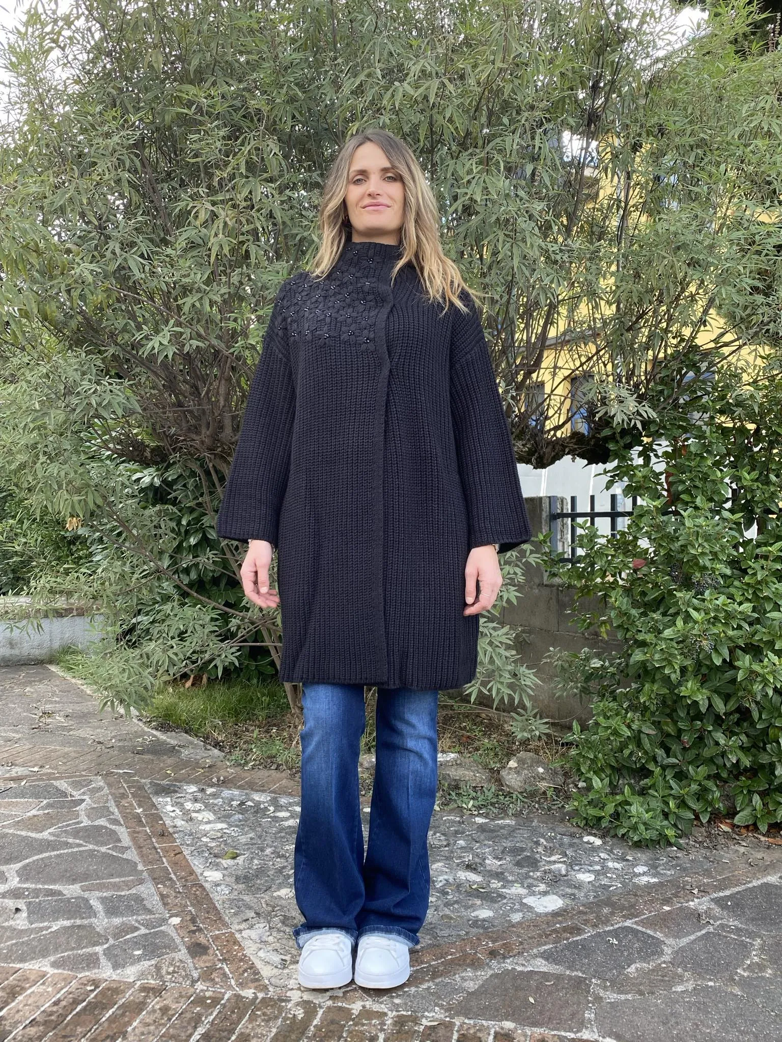 LIU JO cappotto donna in maglia con ricamo CF4463MA930