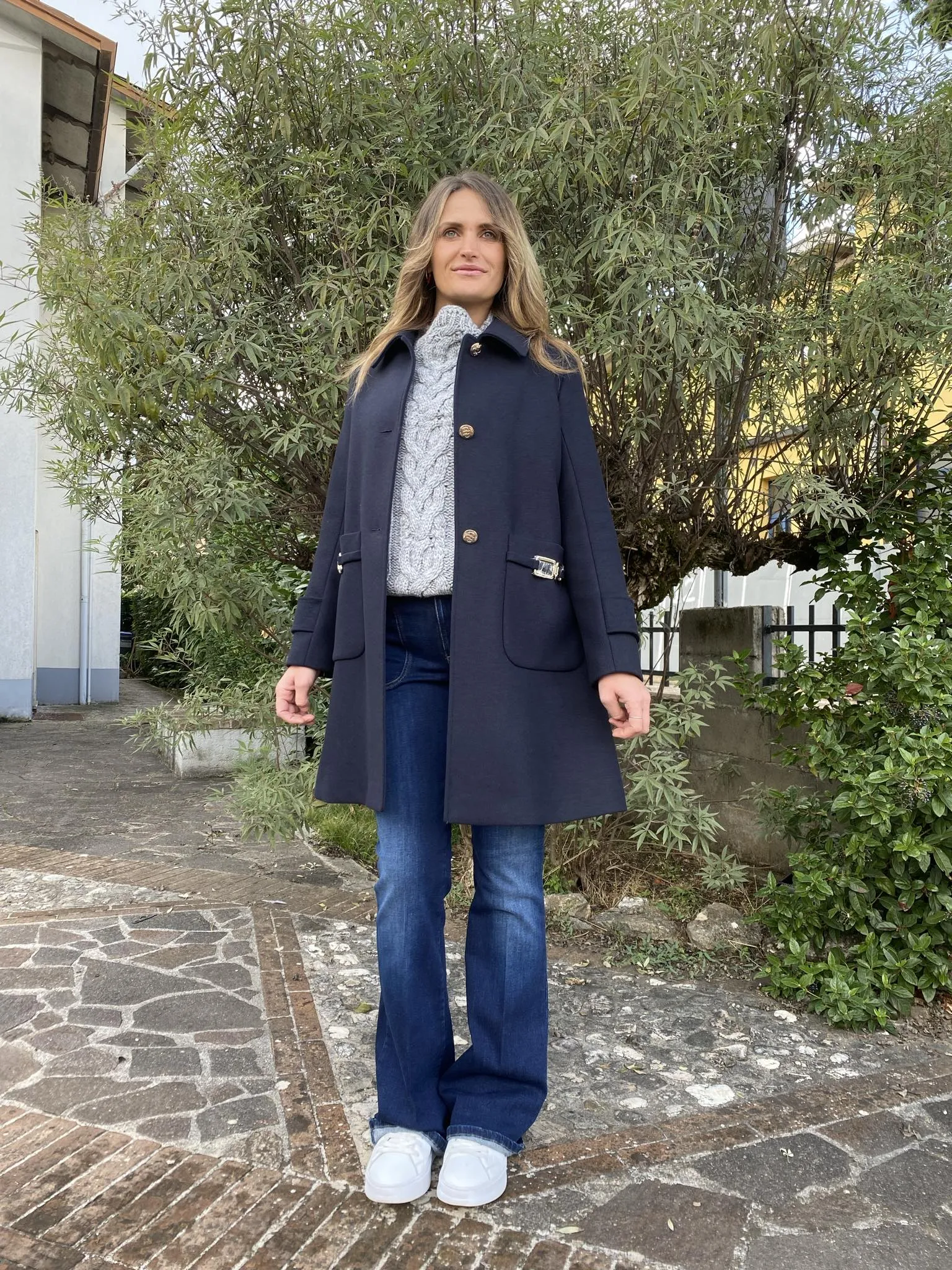 LIU JO cappotto lungo donna monopetto misto lana CF4330T2581
