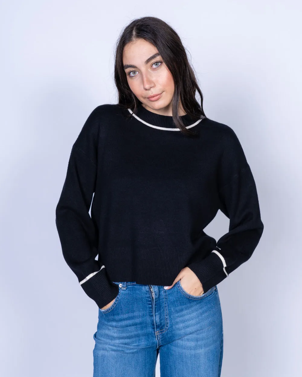 MAGLIONE SABACONTRAST NERO