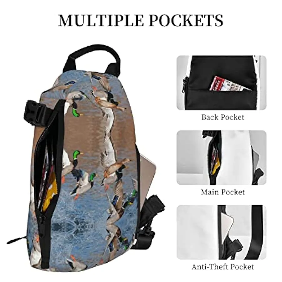 Mallard Ducks – Zaino a tracolla con stampa a tracolla per uomo e donna, per passeggiate all’aria aperta, nero, Taglia unica 172