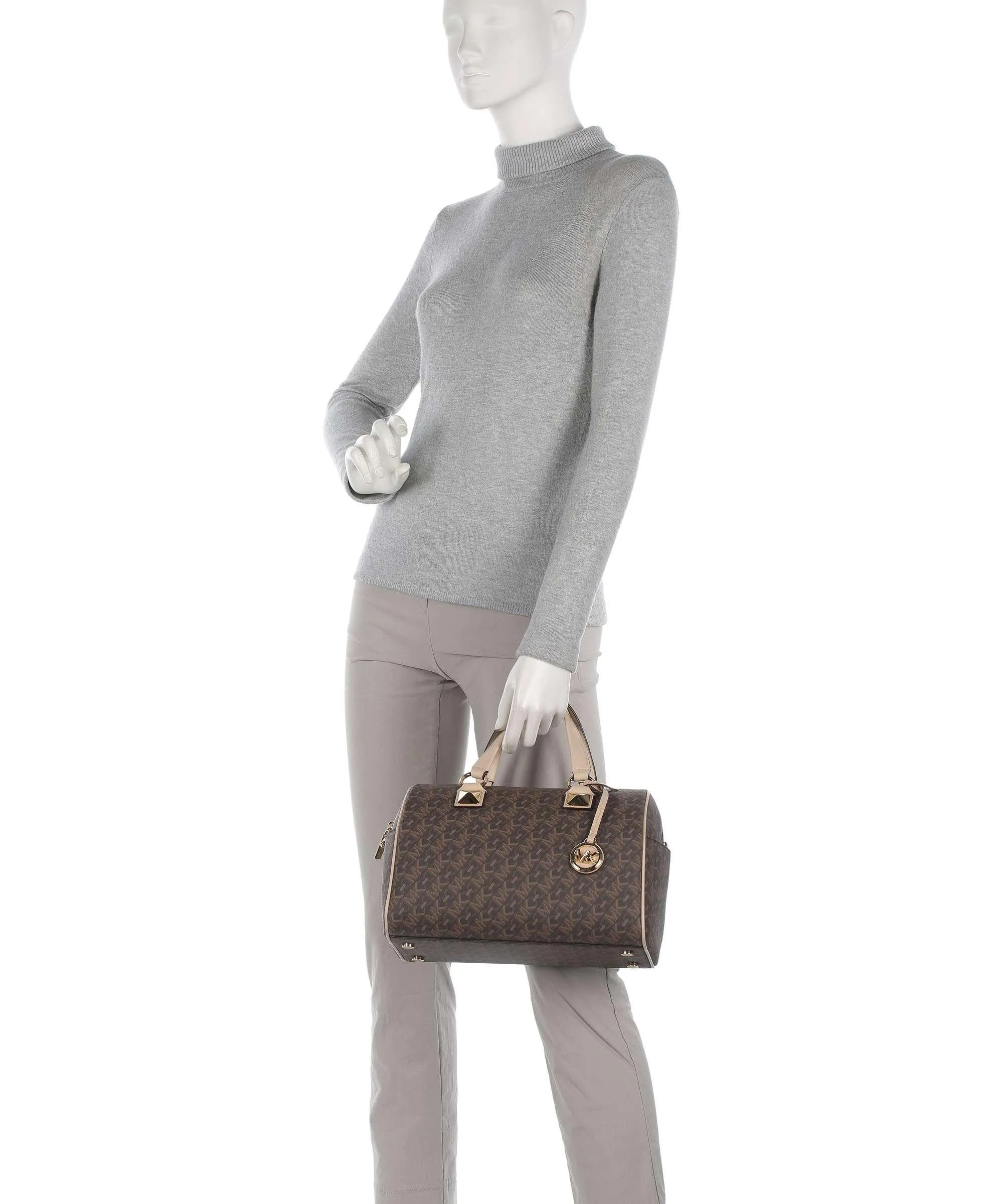  Michael Kors Grayson Borsa a mano tela marrone scuro  
