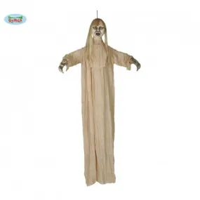 MOSTRO PENDENTE FANTASMA DONNA BIONDA 160CM ADDOBBI PER SALE FESTE E SCENE HORROR HALLOWEEN ZOMBIE
