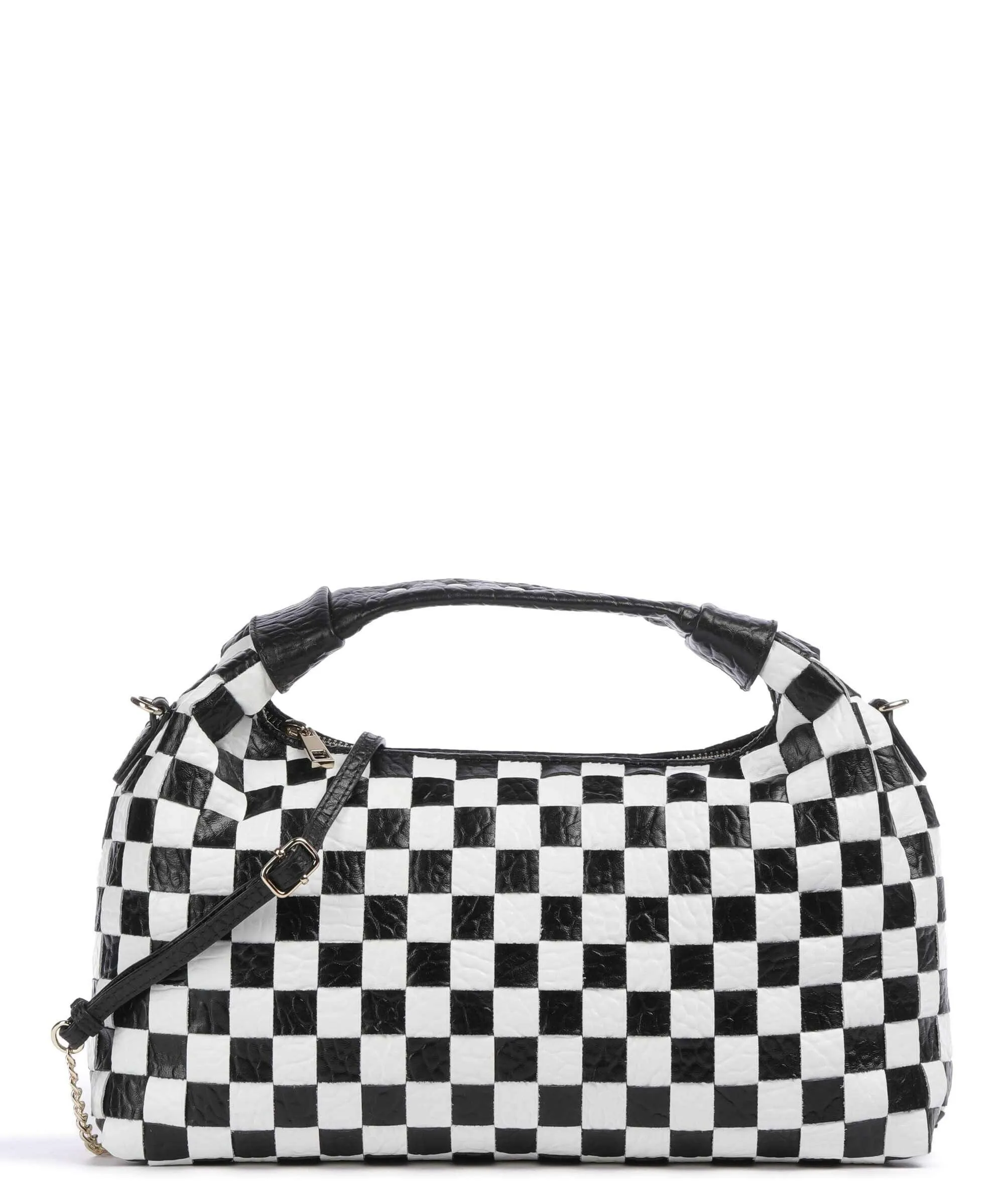 Núnoo New Zealand Dandy Borsa a mano pelle in rilievo nero/bianco  