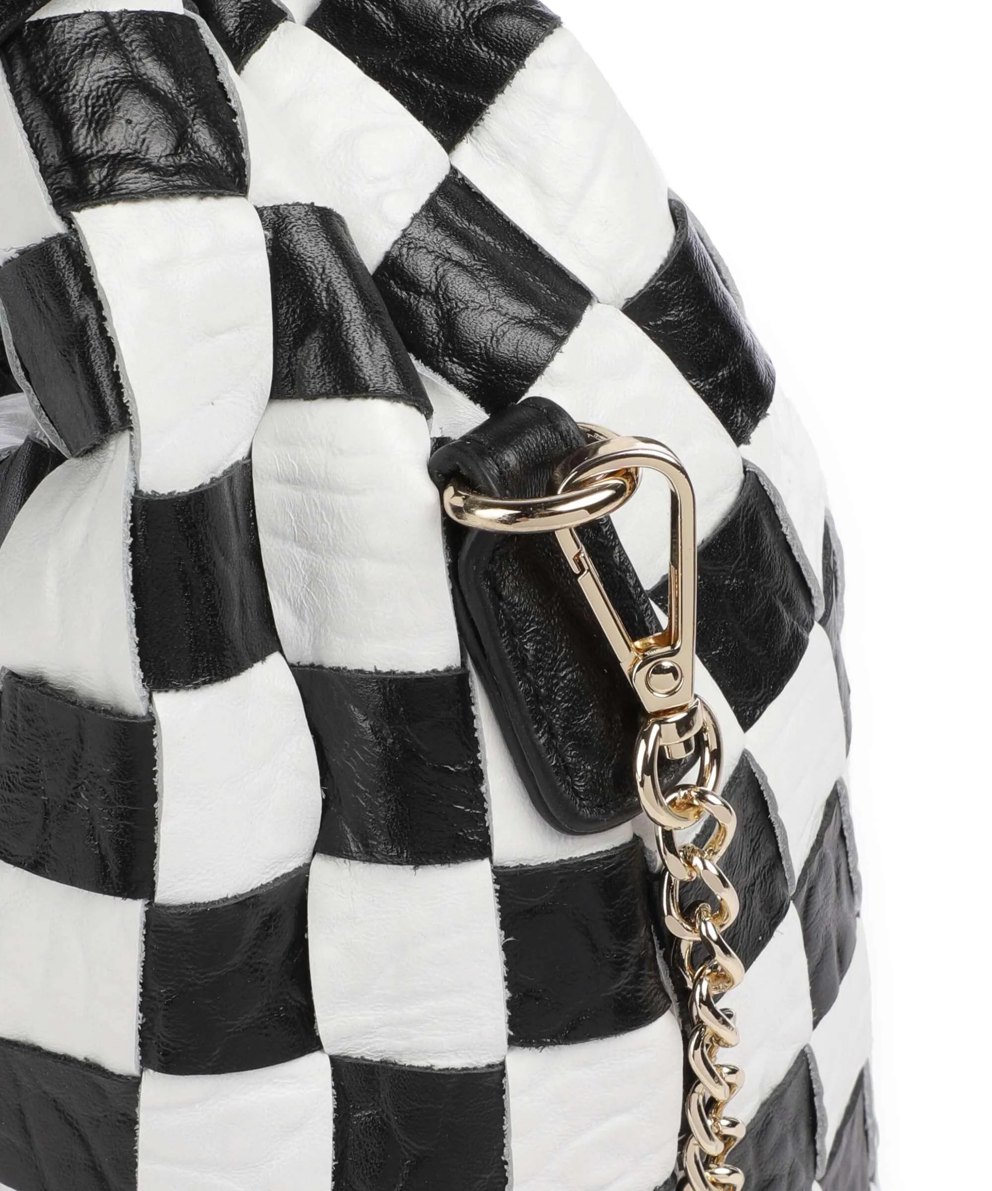  Núnoo New Zealand Dandy Borsa a mano pelle in rilievo nero/bianco  