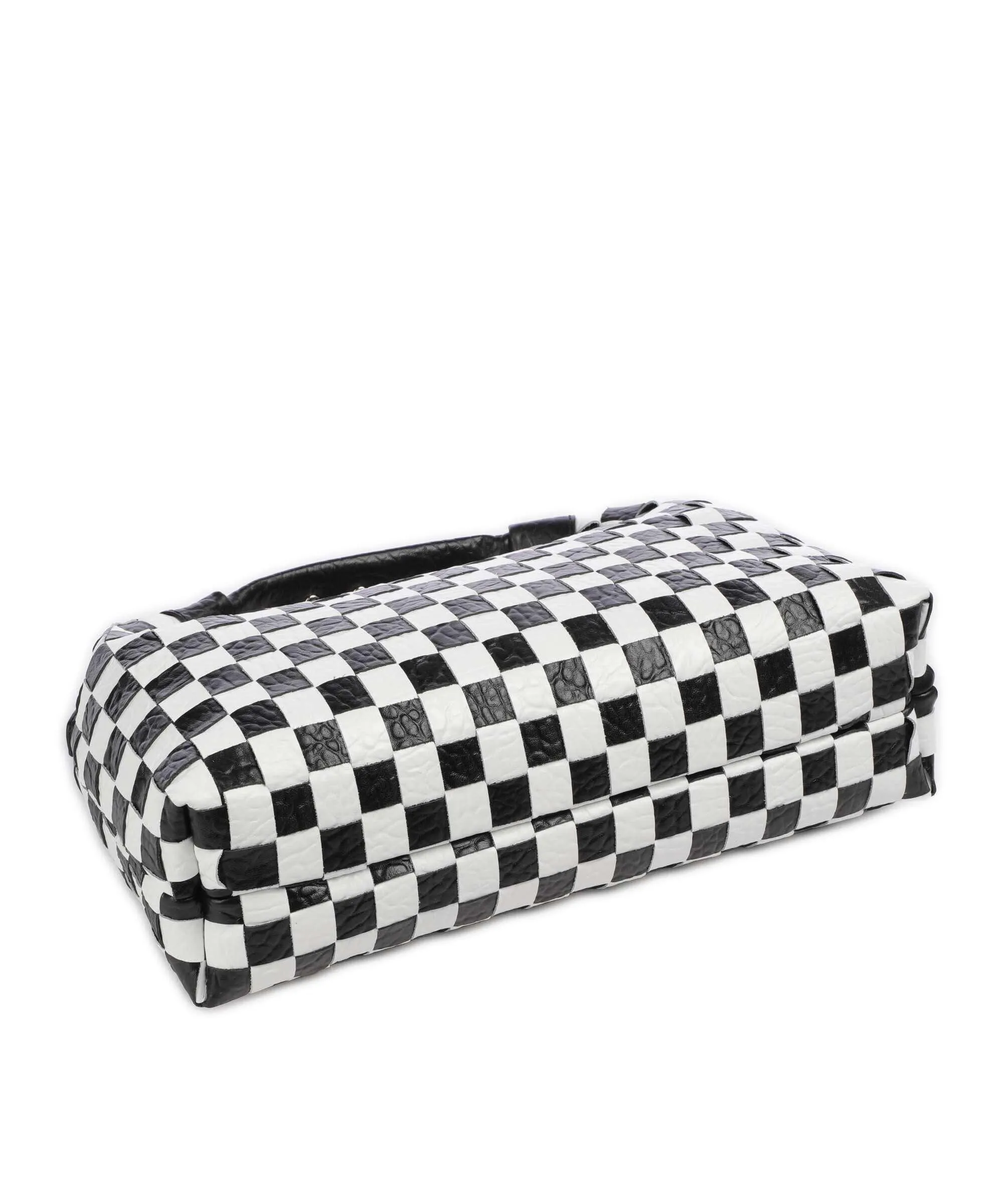  Núnoo New Zealand Dandy Borsa a mano pelle in rilievo nero/bianco  