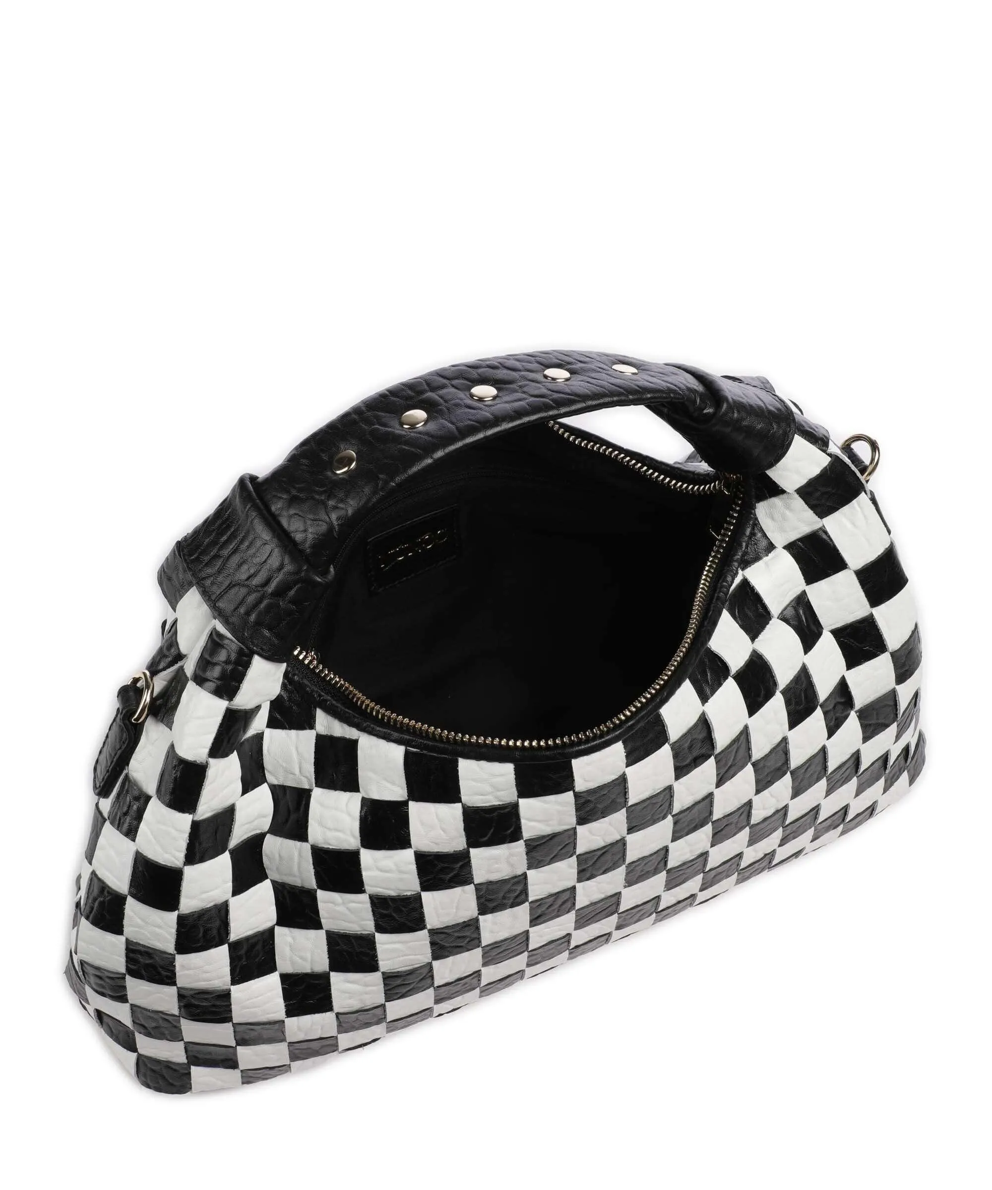  Núnoo New Zealand Dandy Borsa a mano pelle in rilievo nero/bianco  