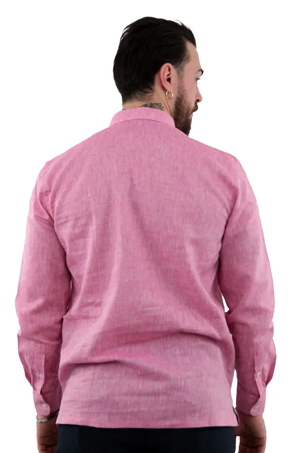 OL POLO CAMICIA DI LINO ROSA 