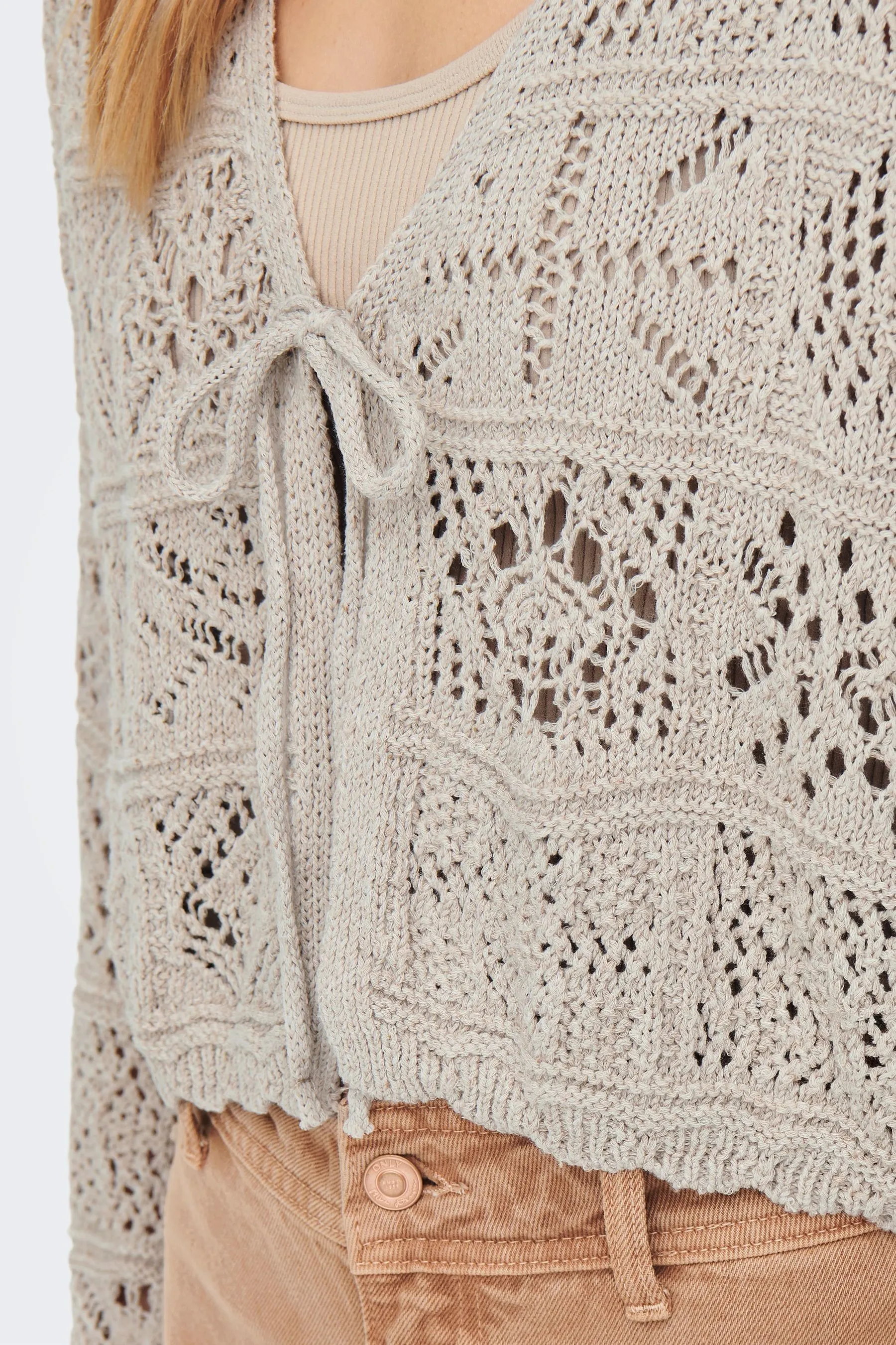 ONLY - Cardigan estivo all'uncinetto allacciato sul davanti