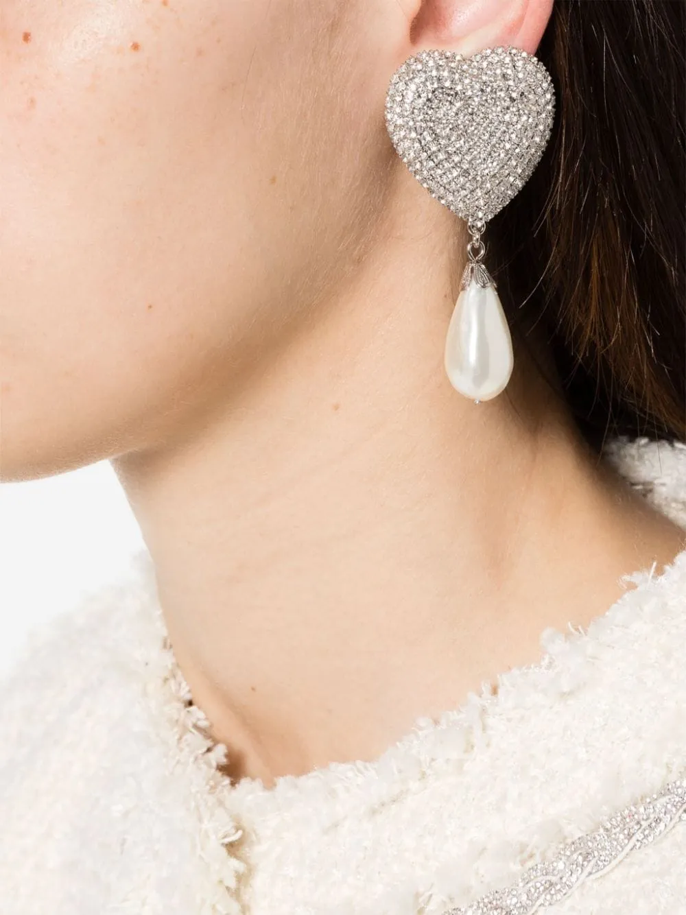 Orecchini a clip con motivo a cuore in argento - donna