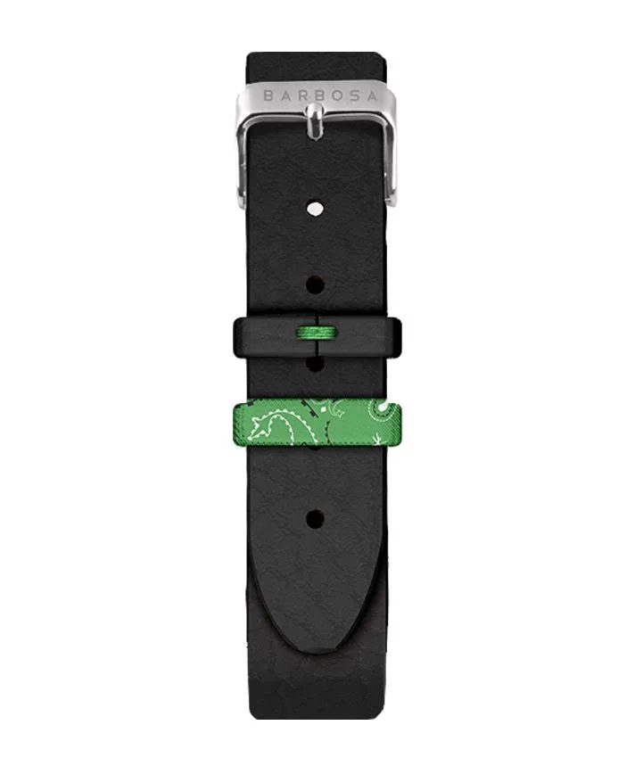 OROLOGIO SICILY MULTICOLOR dm. 36,5 PELLE NERO BANDANA VERDE