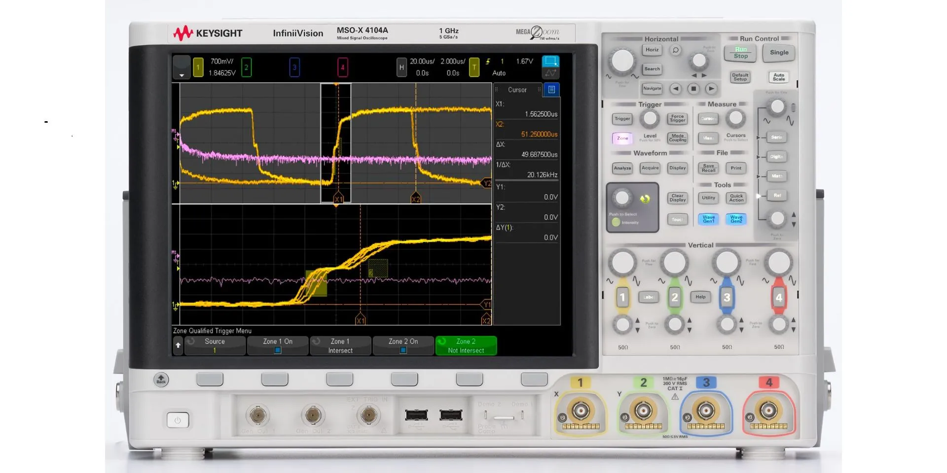 Oscilloscopio Da banco Keysight Technologies MSOX4154G, 4 ch. analogici, 16 ch. digitali, 1.5GHz, Cert. LAT