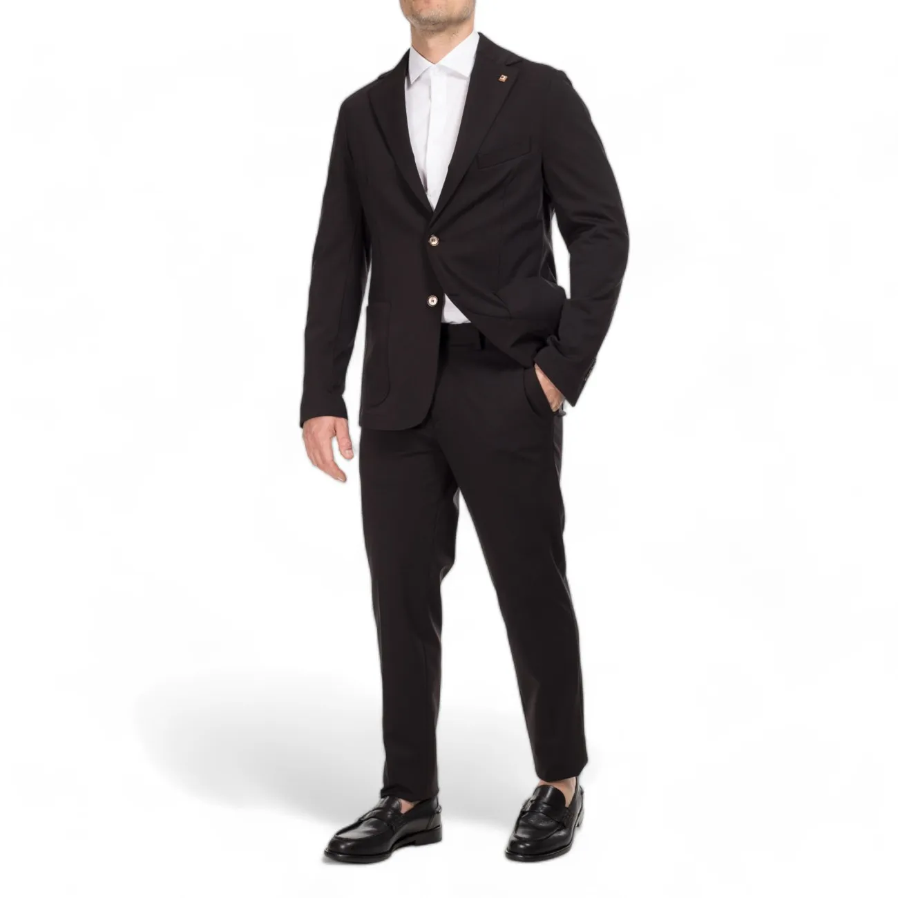 Outfit giacca due bottoni nera