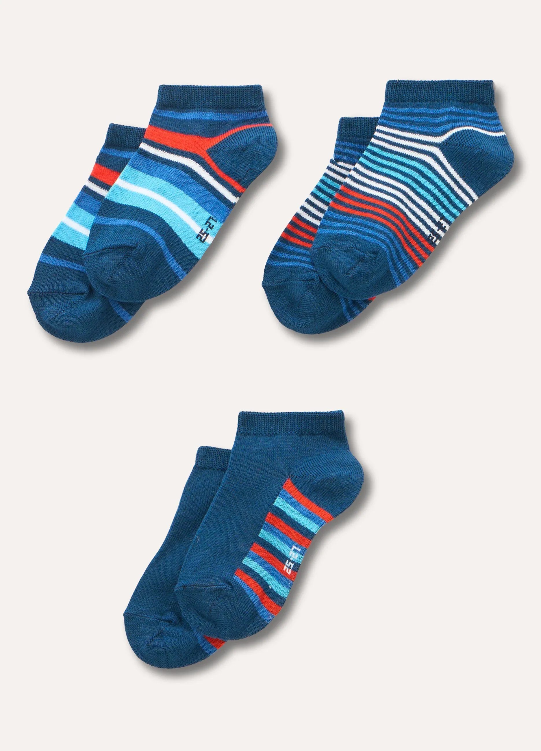 Pack 3 calze jacquard in cotone stretch