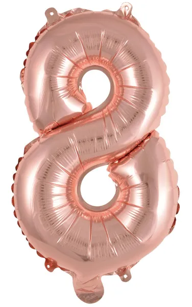 Palloncino in lamina d'oro rosa numero 8 40 cm
