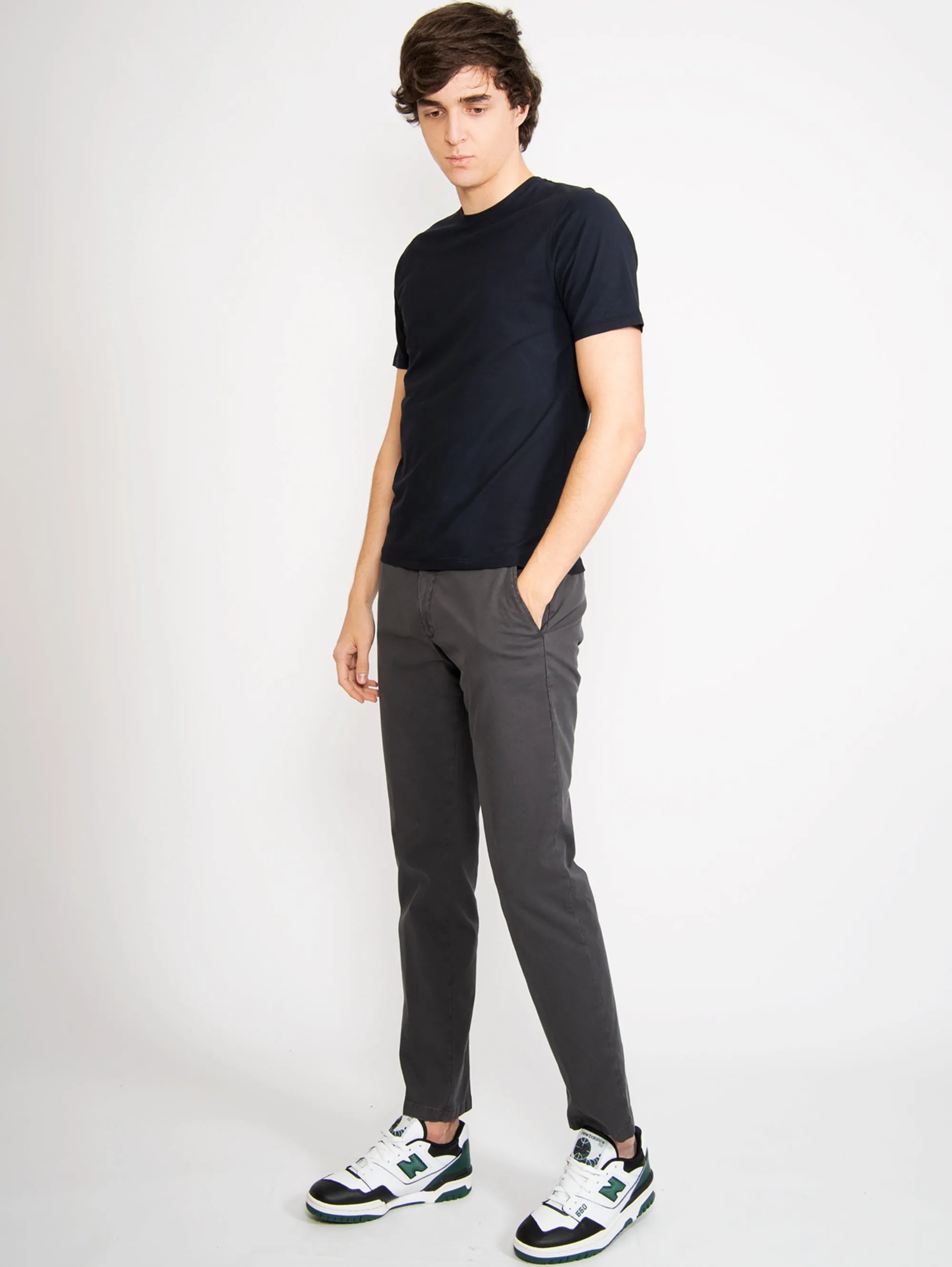 Pantaloni in Cotone Armaturato Grigio