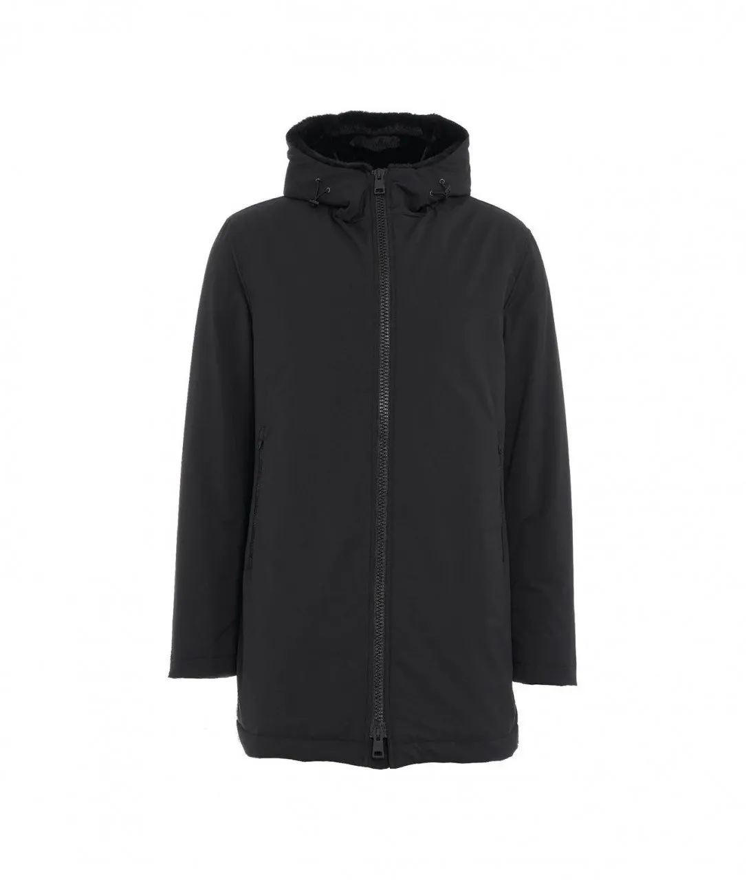 Parka con eco pelliccia nero nero